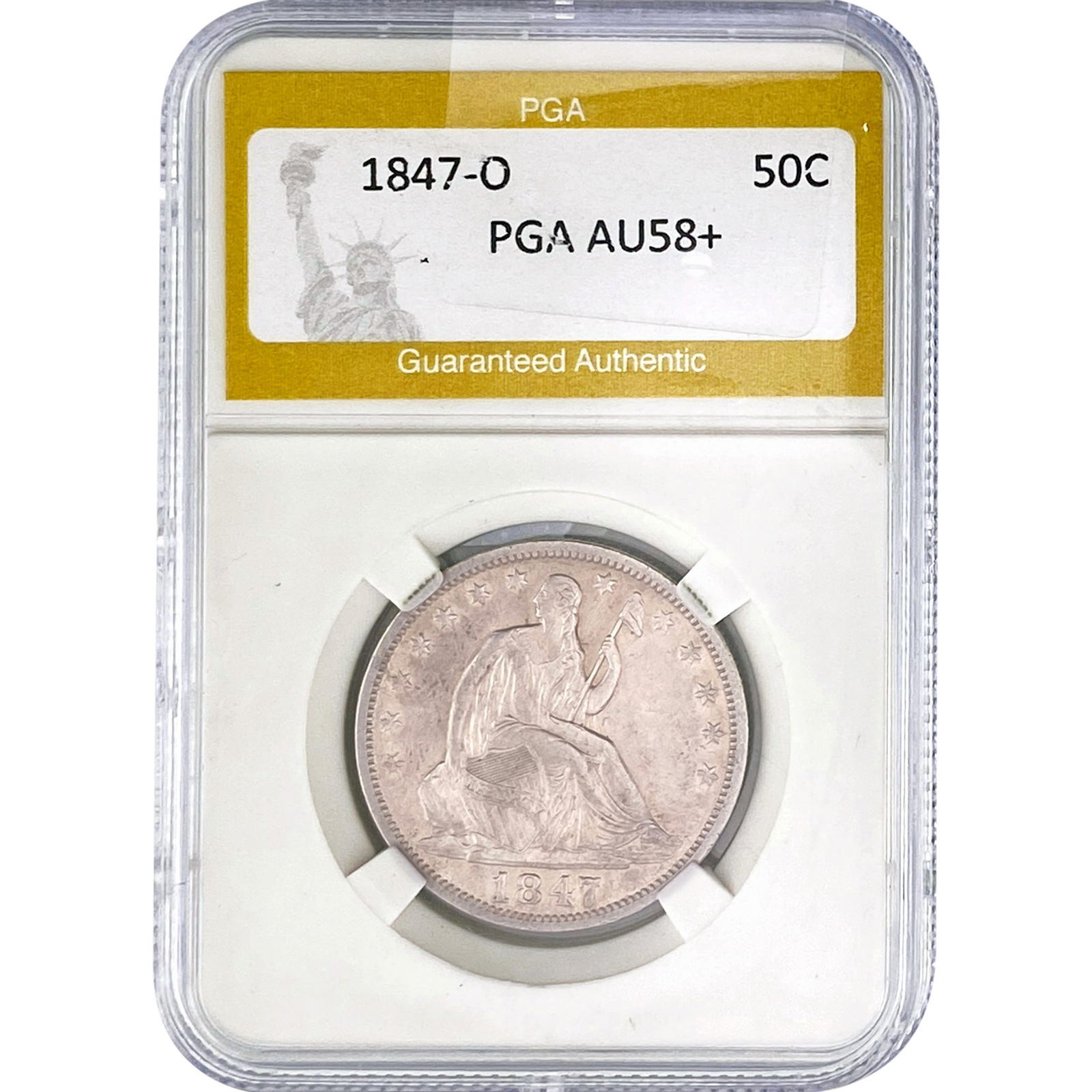1847-O Seated Liberty Half Dollar PGA AU58+ (1 of 2)
