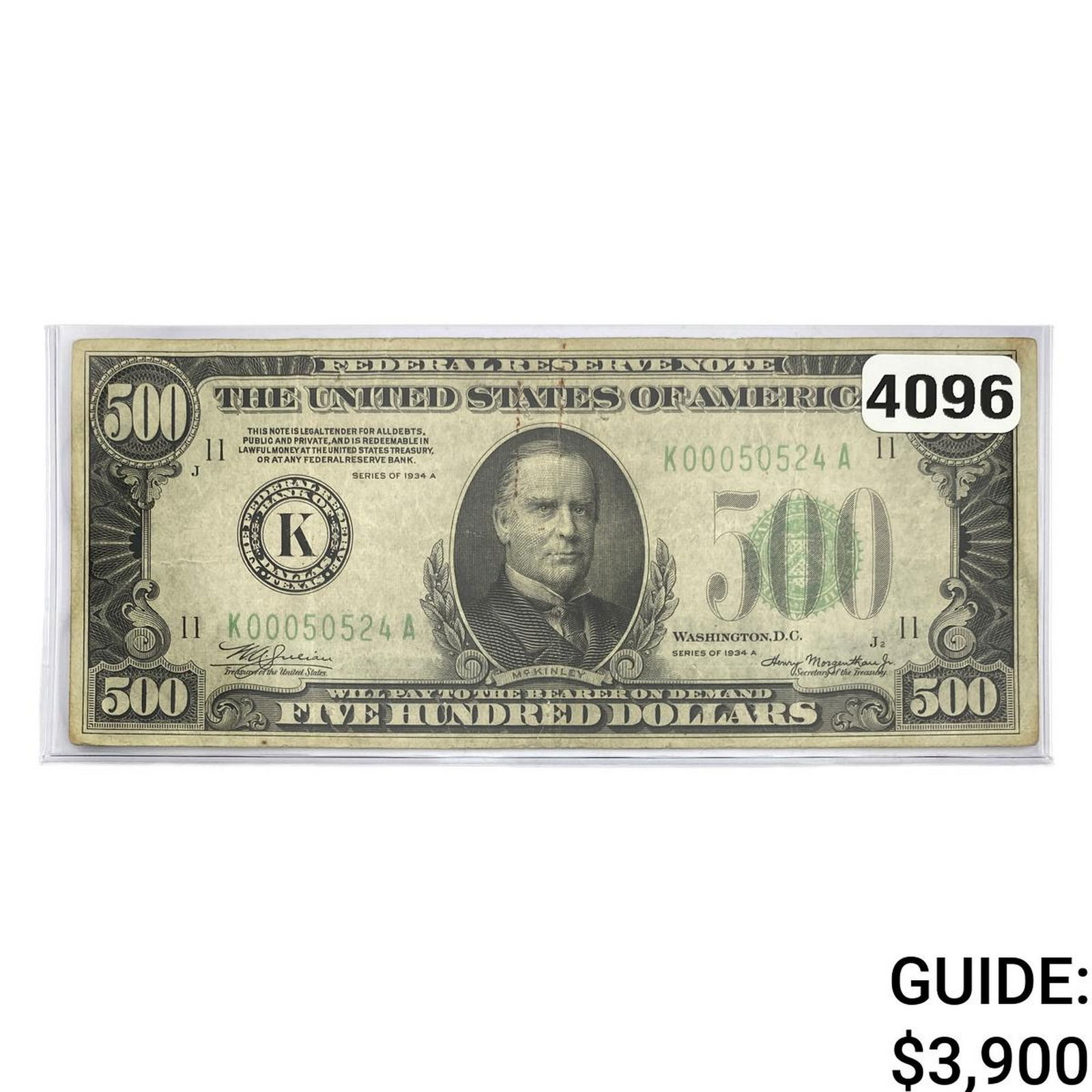 1934 $500 U.S. Federal Reserve Note Dallas (1 of 2)