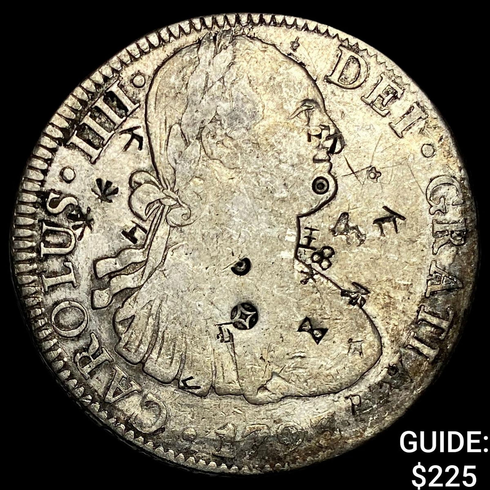 1793 Colonial Spain Silver 8 Reales Chopmarks NEARLY UNCIRCULATED (1 of 2)