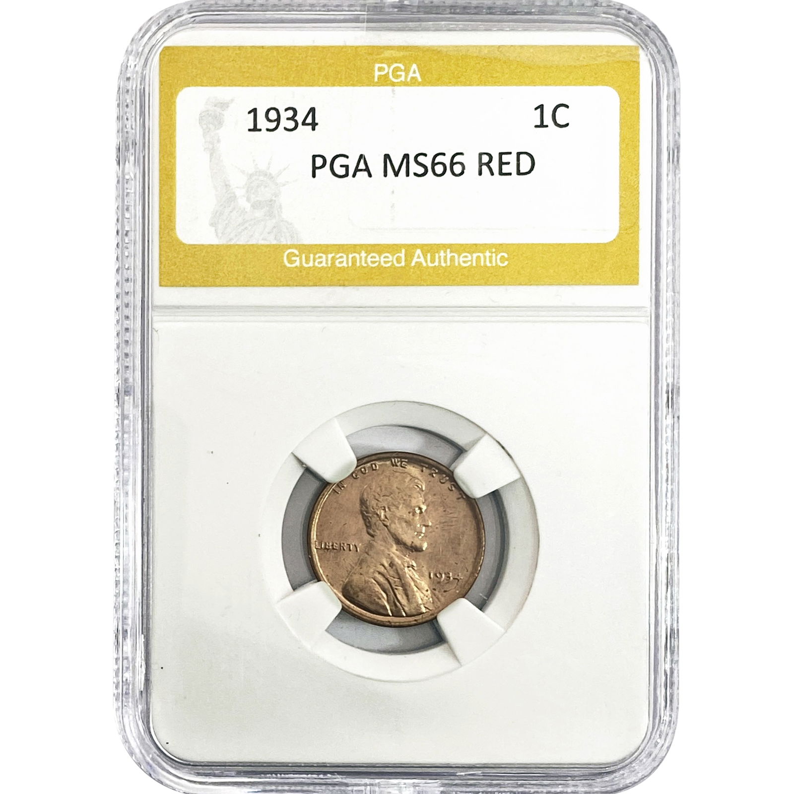 1934 Wheat Cent PGA MS66 RED: 1934 Wheat Cent PGA MS66 RED