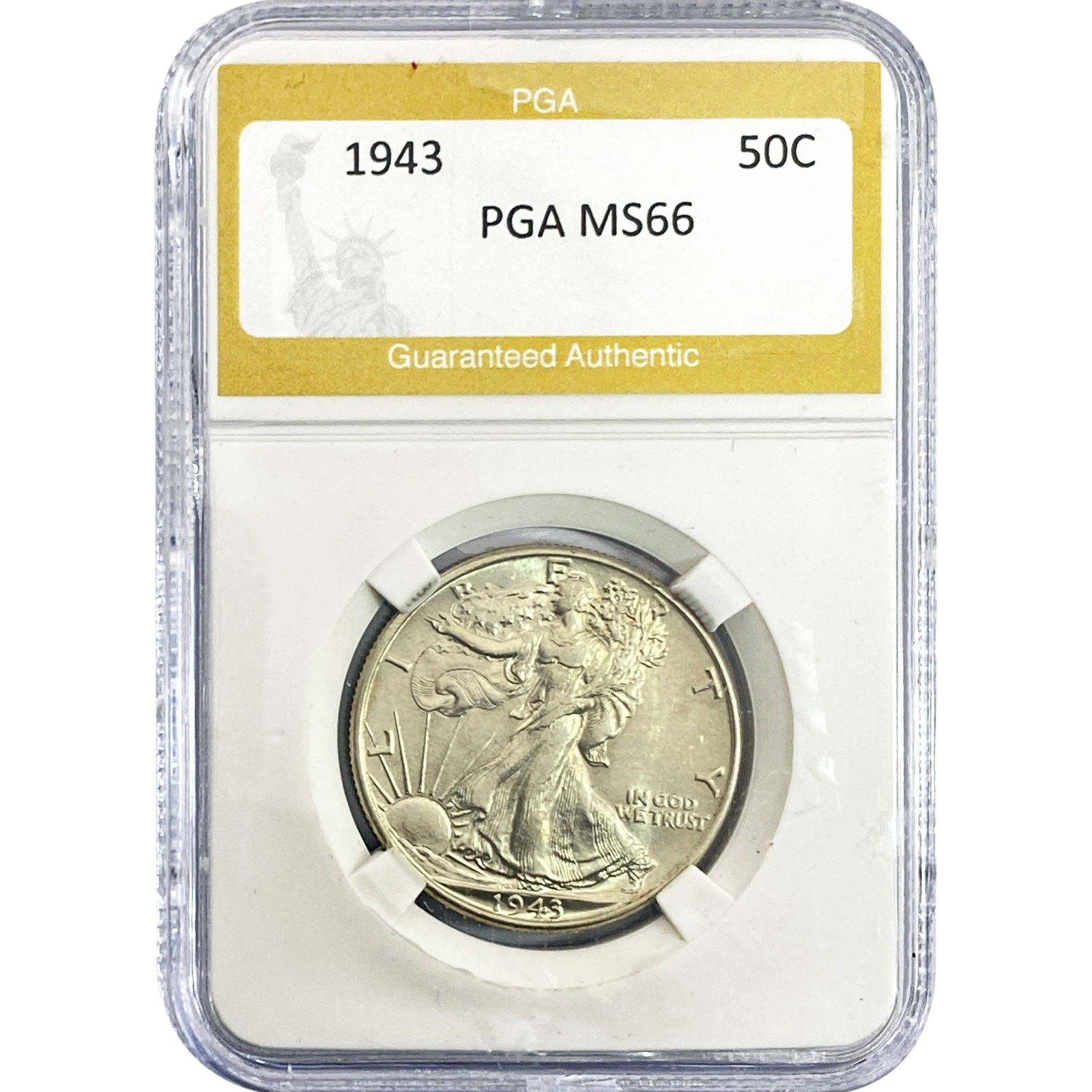 1943 Walking Liberty Half Dollar PGA MS66: 1943 Walking Liberty Half Dollar PGA MS66