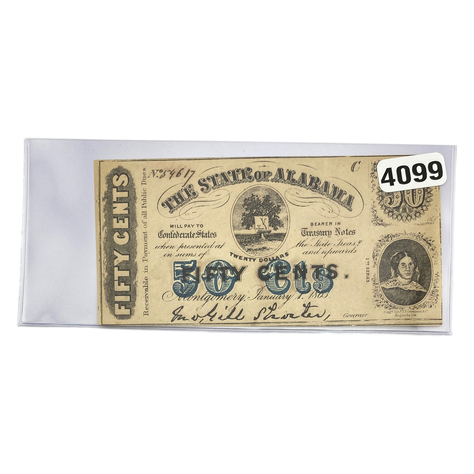 1863 50C State of Alabama Fractional Currency 2: 1863 50C State of Alabama Fractional Currency 2