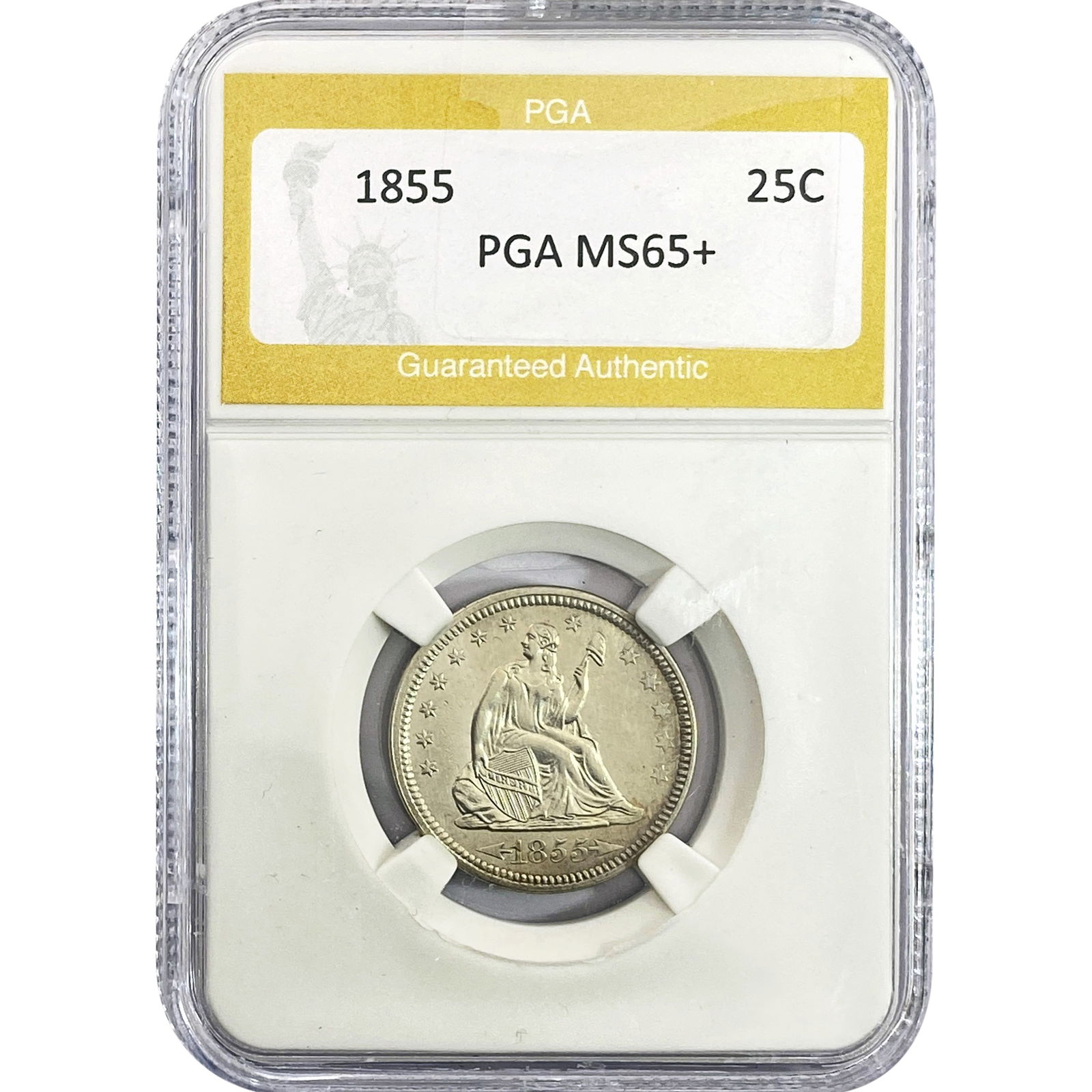 1855 Seated Liberty Quarter PGA MS65+ (1 of 2)