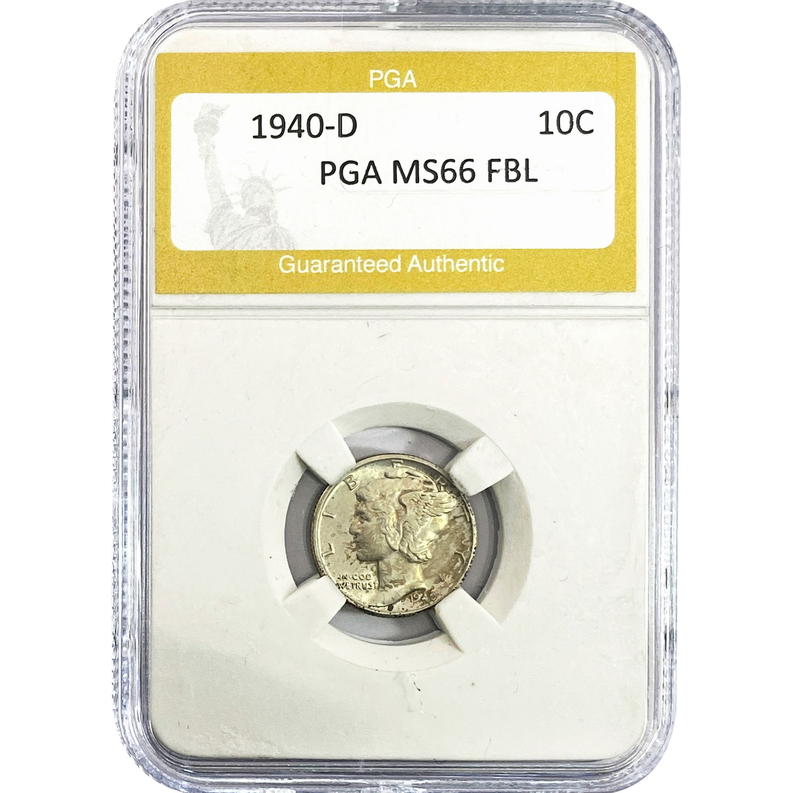 1940-D Mercury Silver Dime PGA MS66 FBL: 1940-D Mercury Silver Dime PGA MS66 FBL