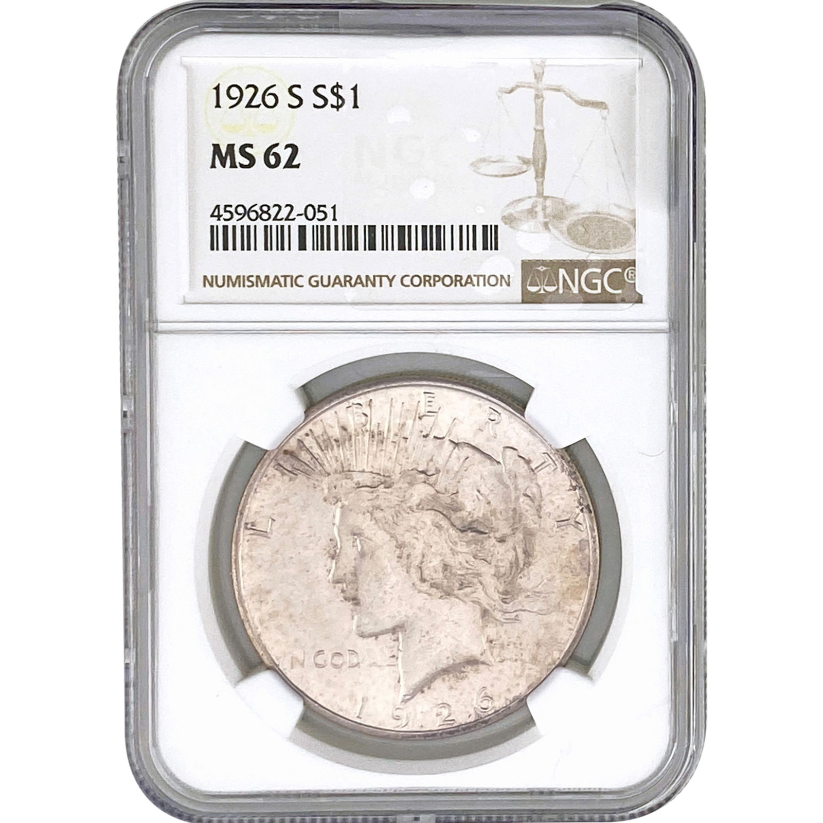 1926-S Silver Peace Dollar NGC MS62 (1 of 2)
