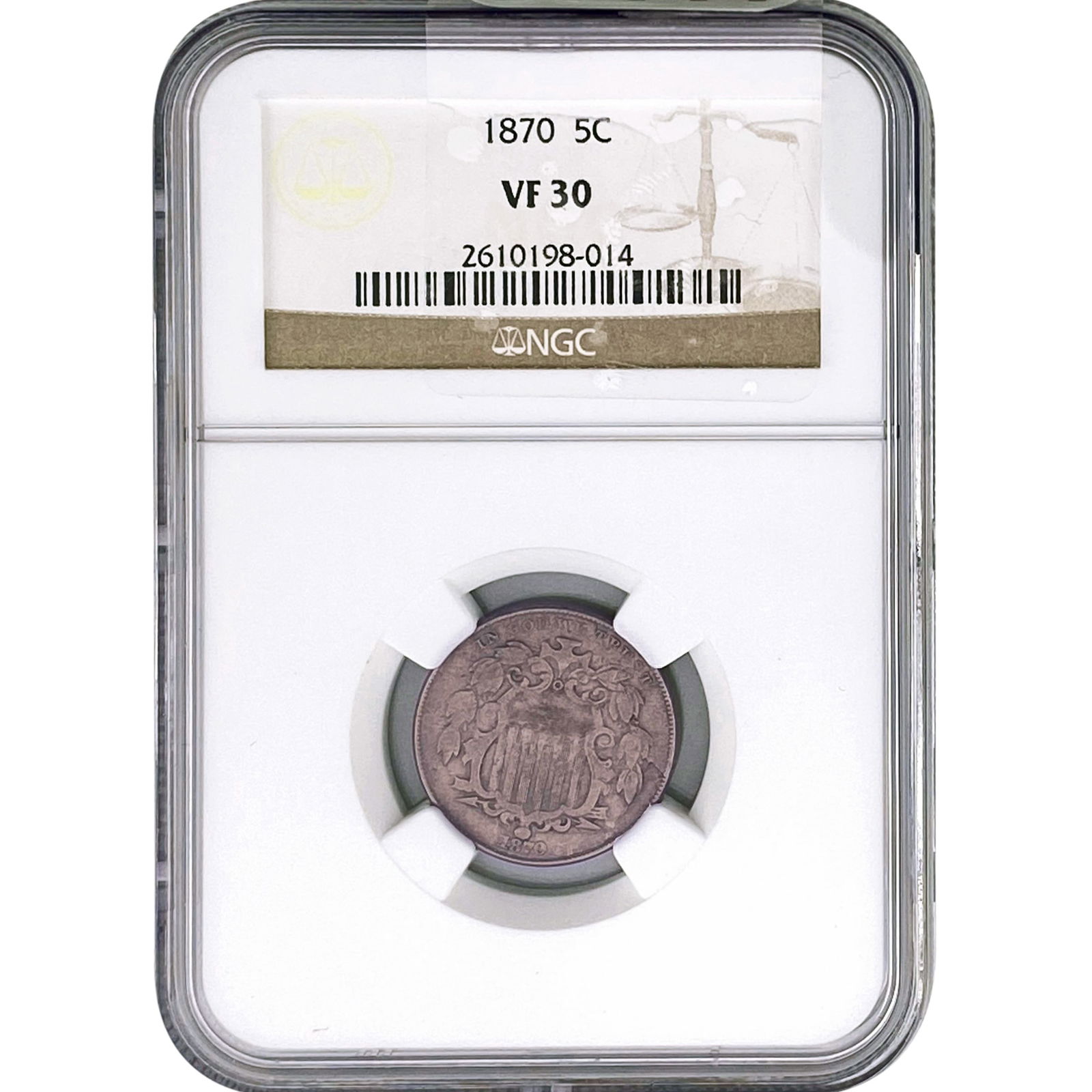 1870 Shield Nickel NGC VF30 (1 of 2)