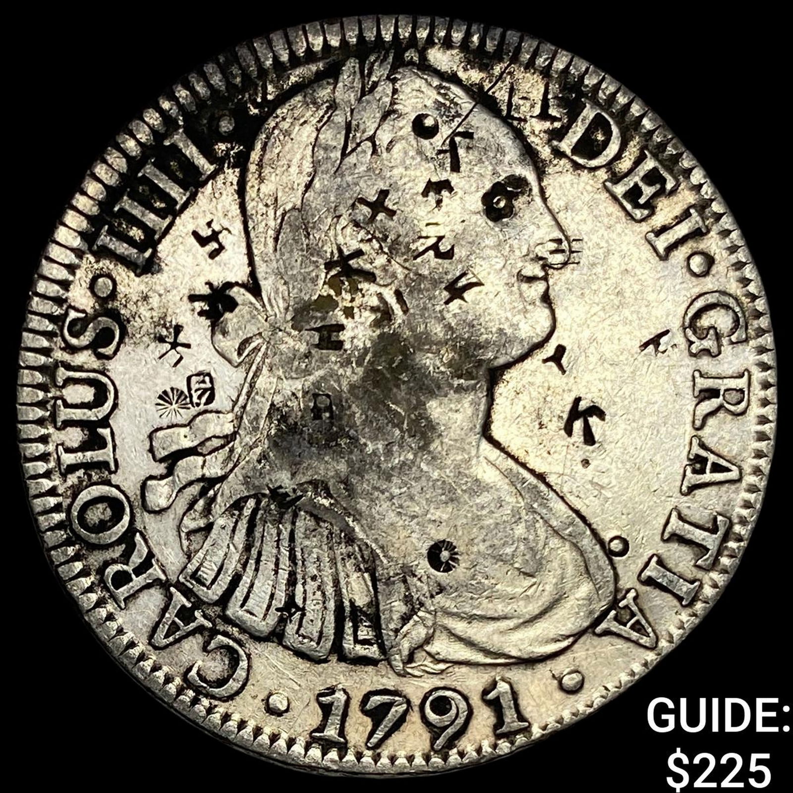 1791 Colonial Spain Silver 8 Reales Chopmarks NEARLY UNCIRCULATED (1 of 2)