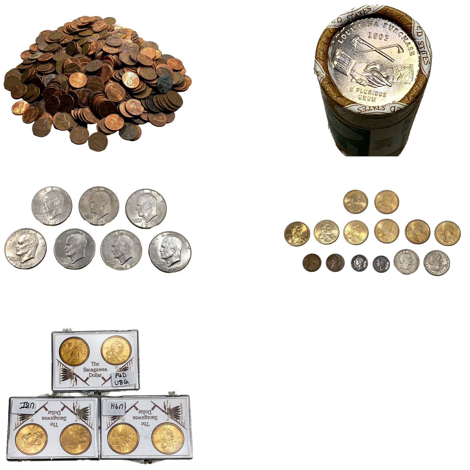 Large Coin Lot- Pennies, Ike Dollars, Etc: Large Coin Lot- Pennies, Ike Dollars, Etc