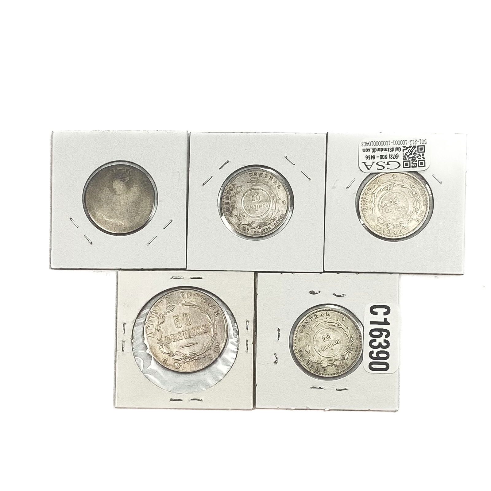 [5 Coins]1890-1923 Costa Rica Silver Type Coins (1 of 2)