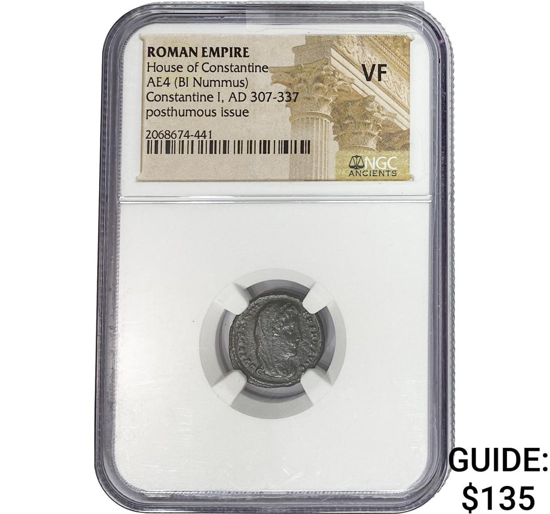 Roman Contasntine I AD 307-337 AE4 BI Nummus NGC VF: Roman Contasntine I AD 307-337 AE4 BI Nummus NGC VF