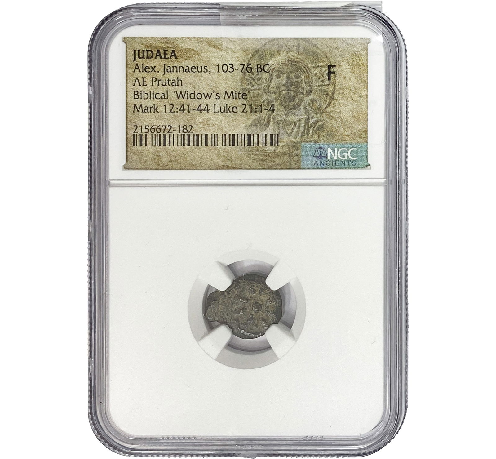 Judaea Alex Jannaeus 103-76 BC Bronze Prutah NGC F: Judaea Alex Jannaeus 103-76 BC Bronze Prutah NGC F