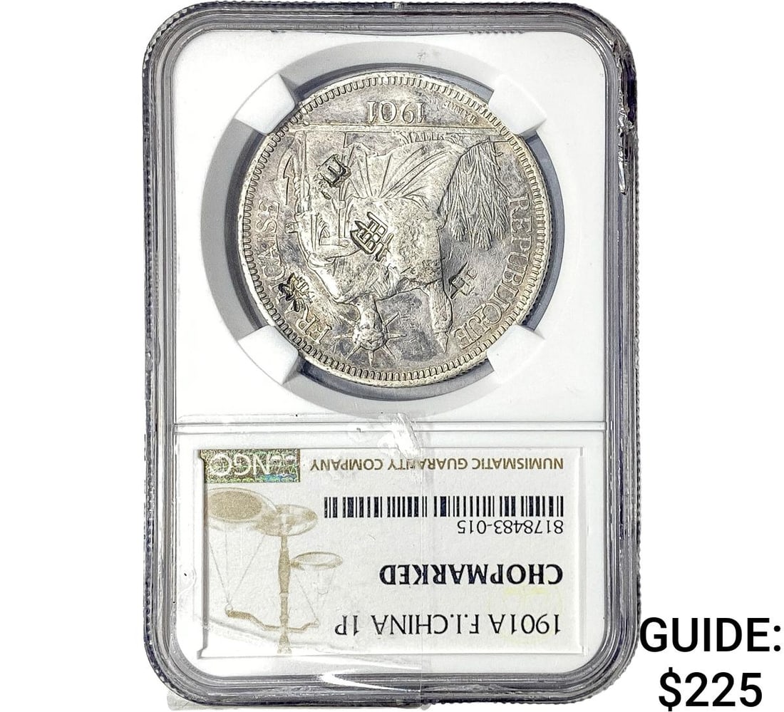 1901A France Indochina Silver 1 Piastre NGC: 1901A France Indochina Silver 1 Piastre NGC