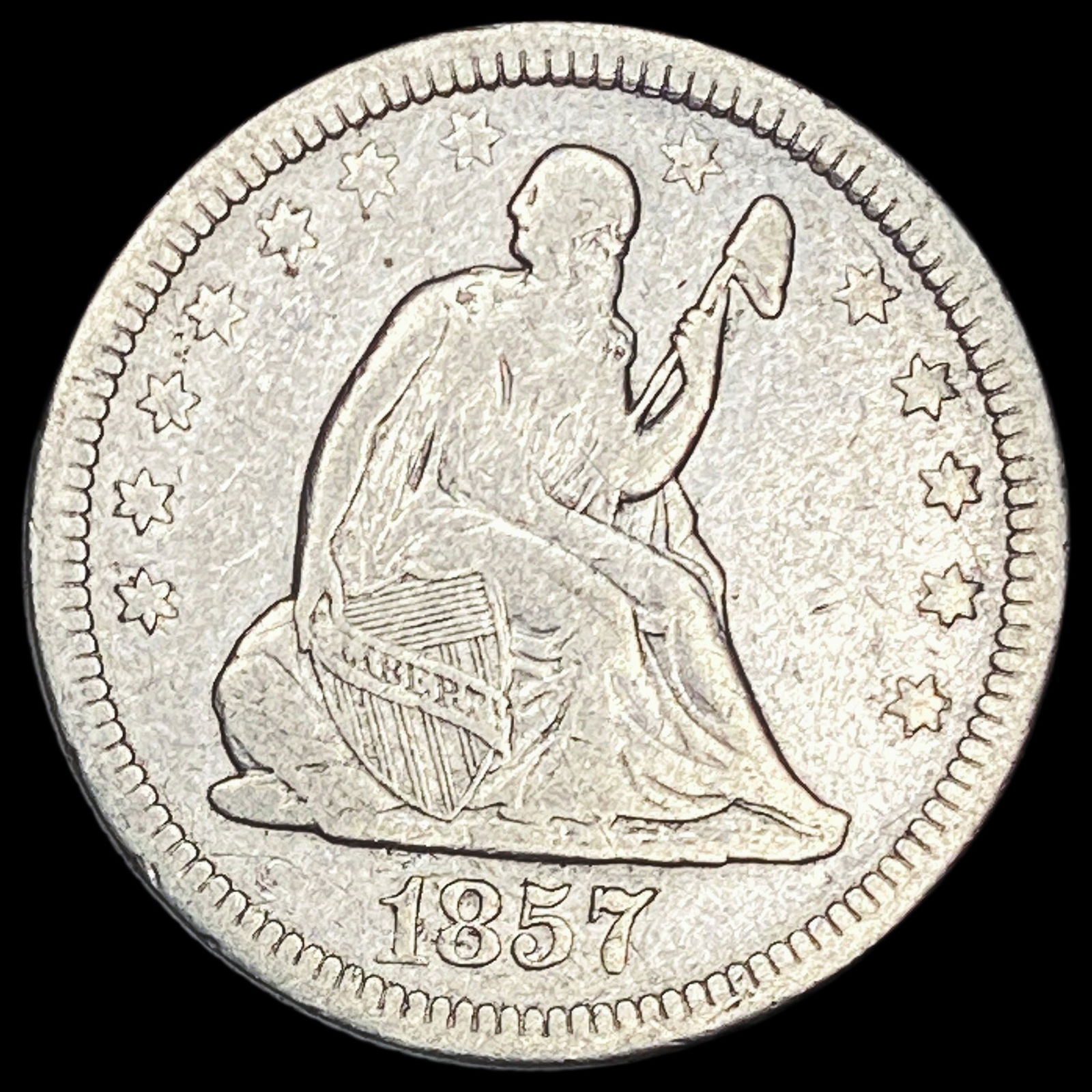 1857 Silver Seated Liberty Quarter LIGHTLY CIRCULATED (1 of 2)