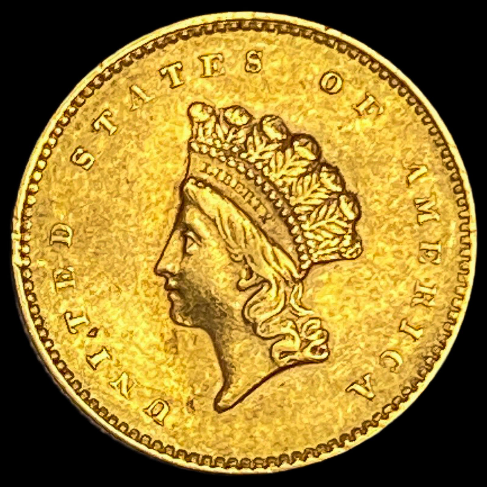 1854 Gold $1 Indian Head Type 2 CLOSELY UNCIRCULATED: 1854 Gold $1 Indian Head Type 2 CLOSELY UNCIRCULATED