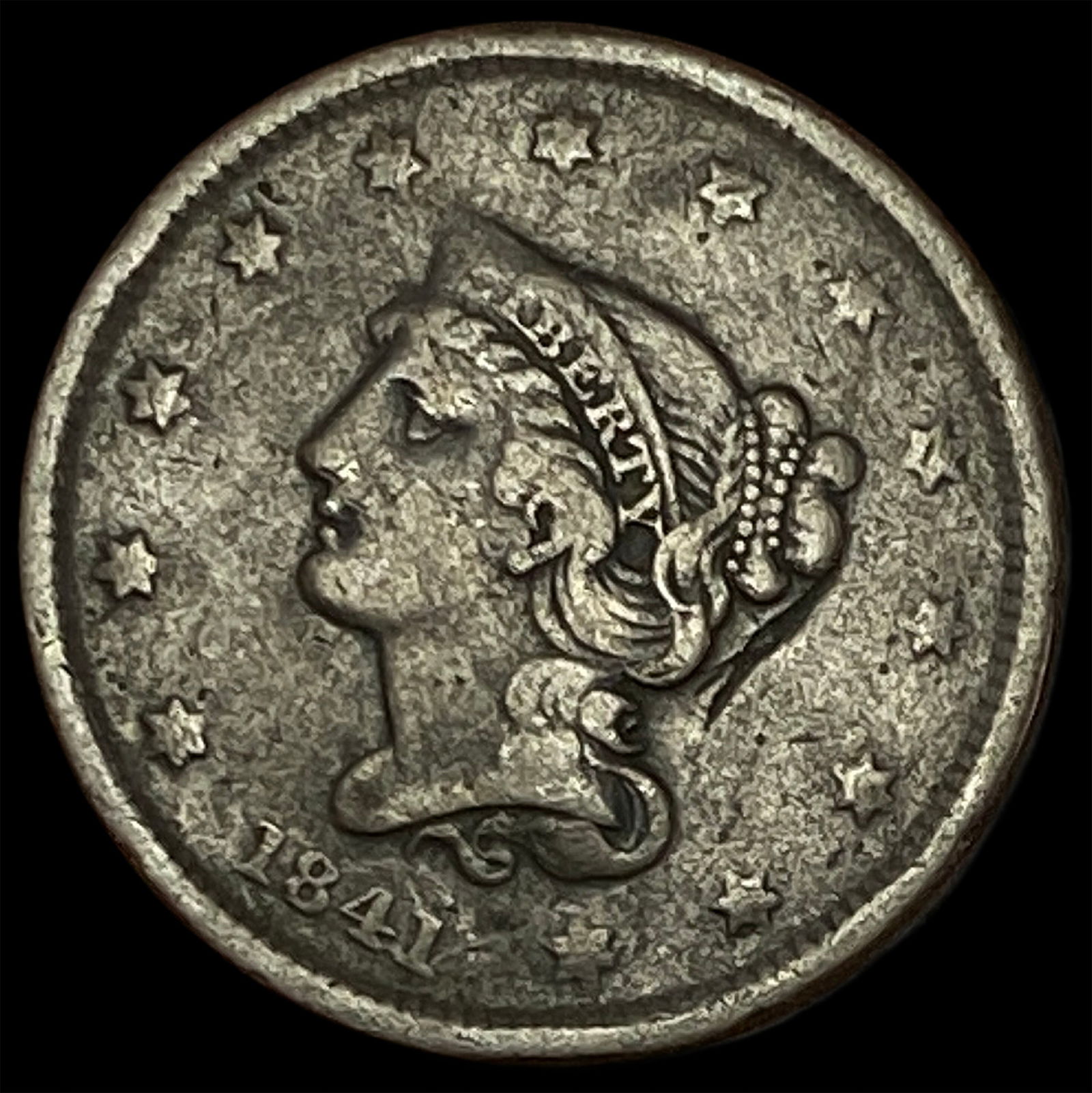 1841 Braided Hair Large Cent LIGHTLY CIRCULATED (1 of 2)