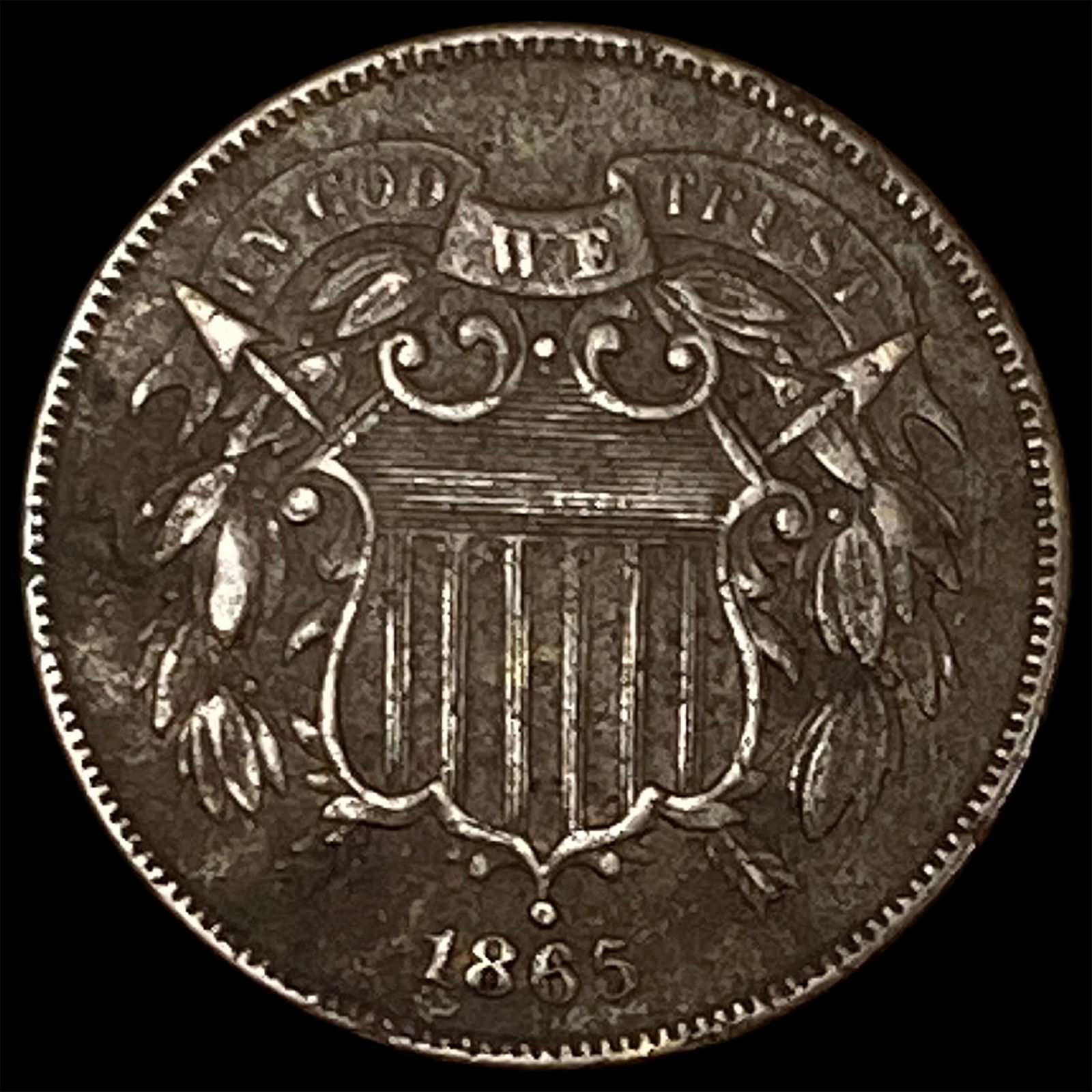 1865 Two-Cent Piece LIGHTLY CIRCULATED: 1865 Two-Cent Piece LIGHTLY CIRCULATED