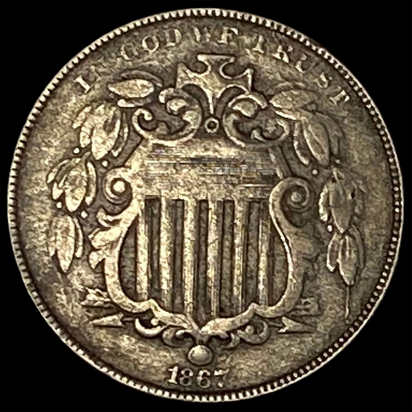 1867 Shield Nickel ABOUT UNCIRCULATED (1 of 2)
