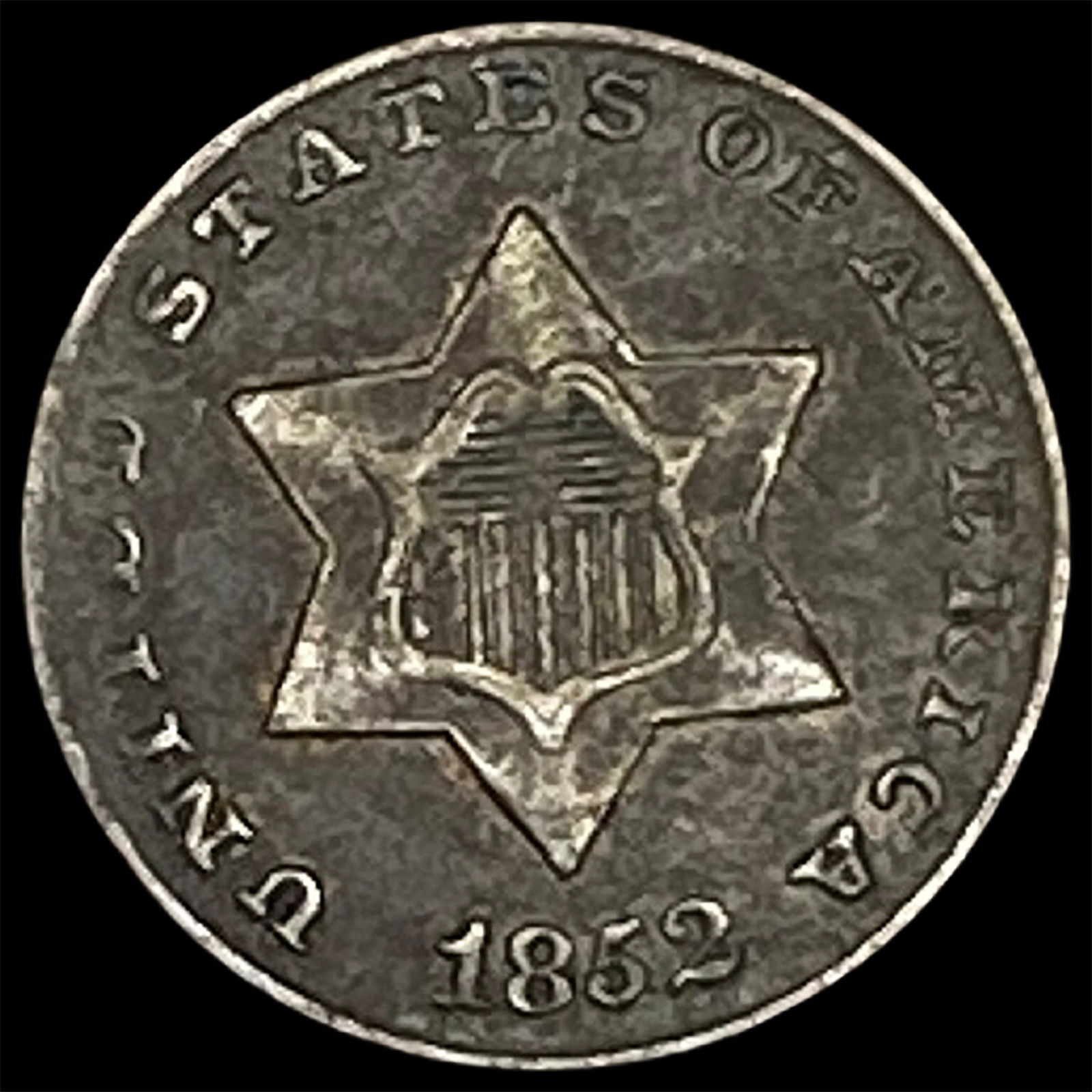 1852 Silver Three-Cent Piece NEARLY UNCIRCULATED (1 of 2)