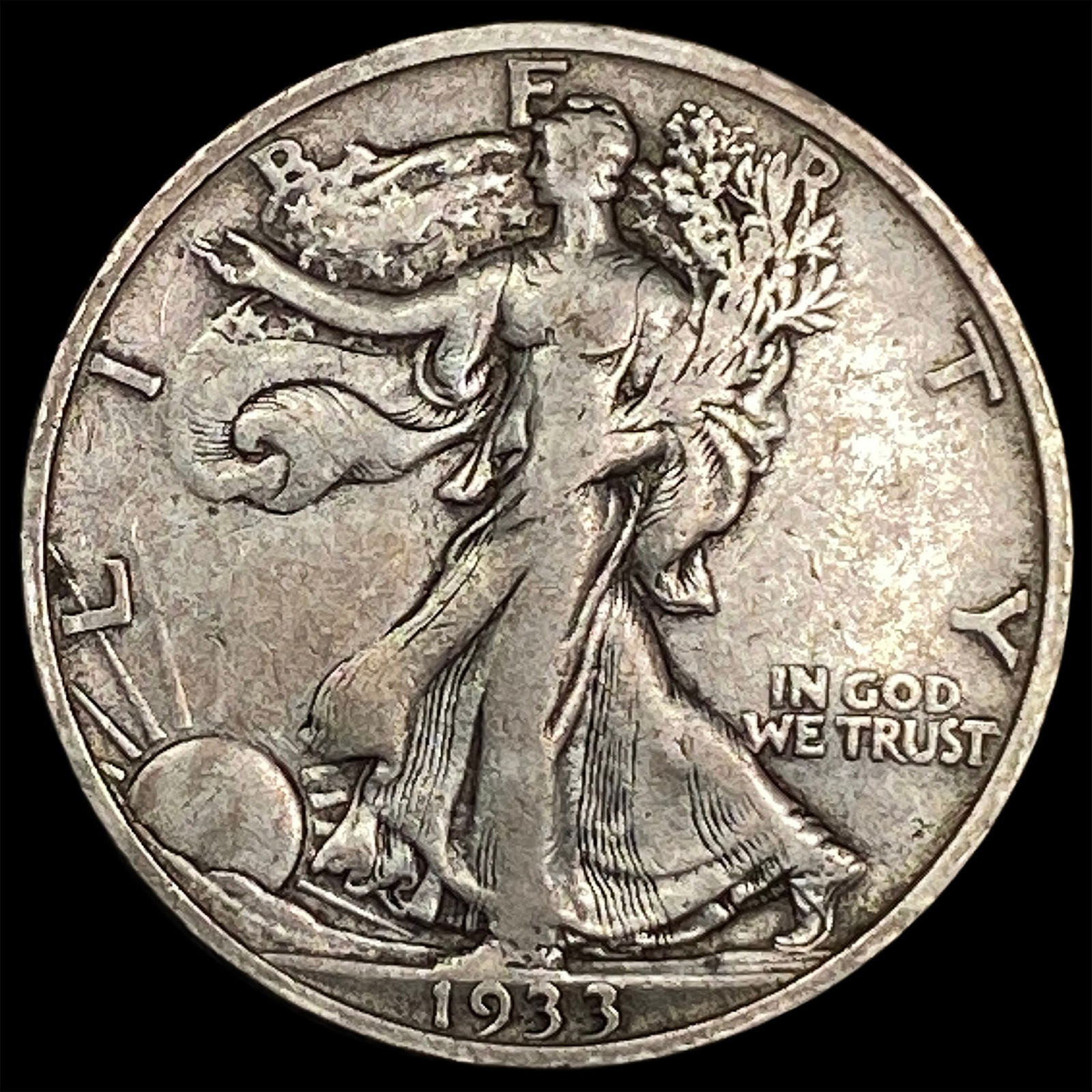 1933-S Silver Walking Liberty Half Dollar NICELY CIRCULATED (1 of 2)