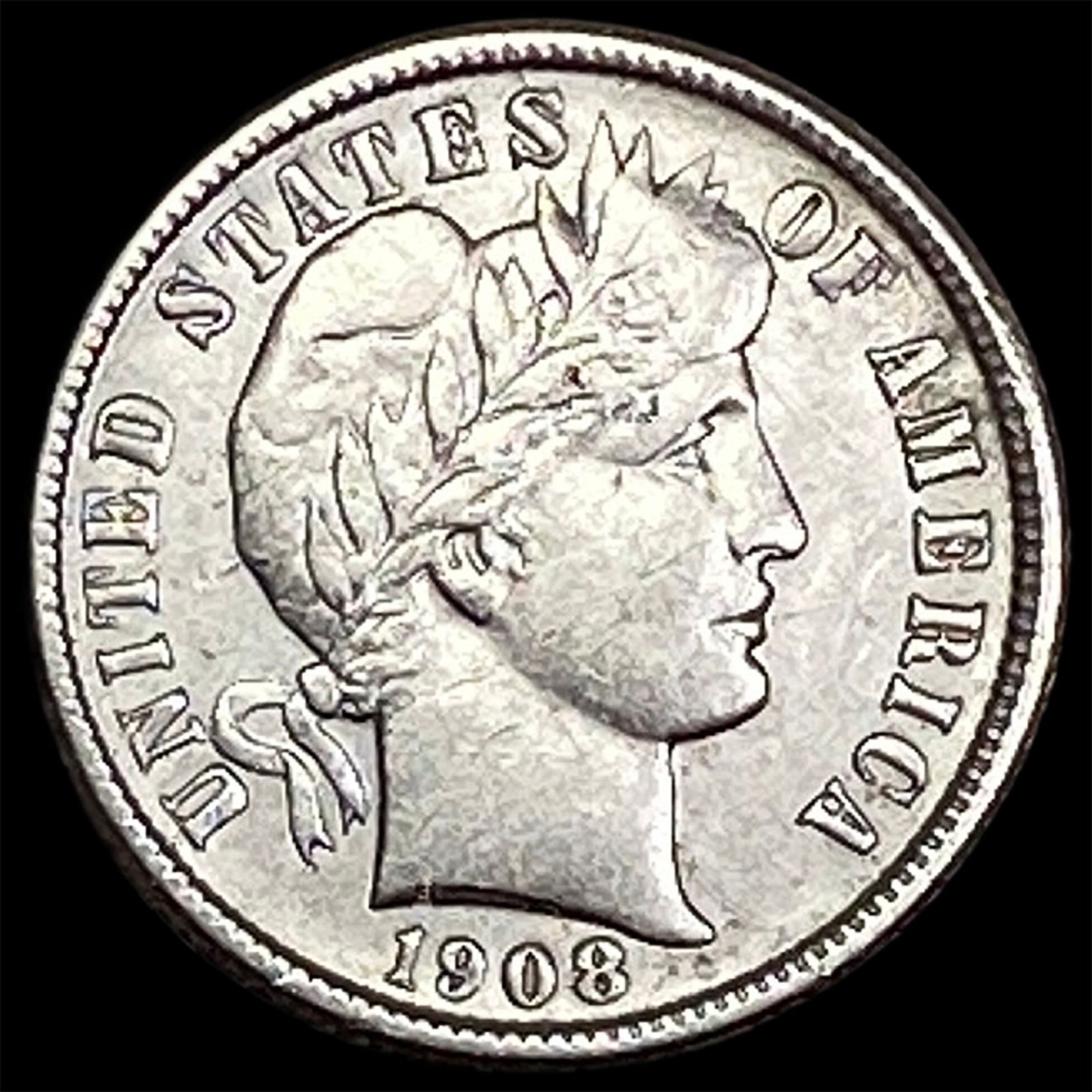 1908-O Silver Barber Dime CLOSELY UNCIRCULATED (1 of 2)