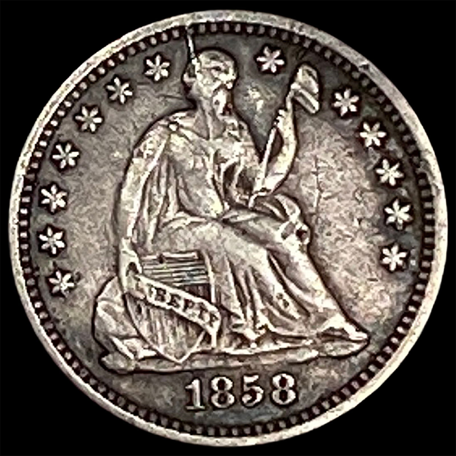 1858-O Seated Liberty Half Dime NEARLY UNCIRCULATED (1 of 2)