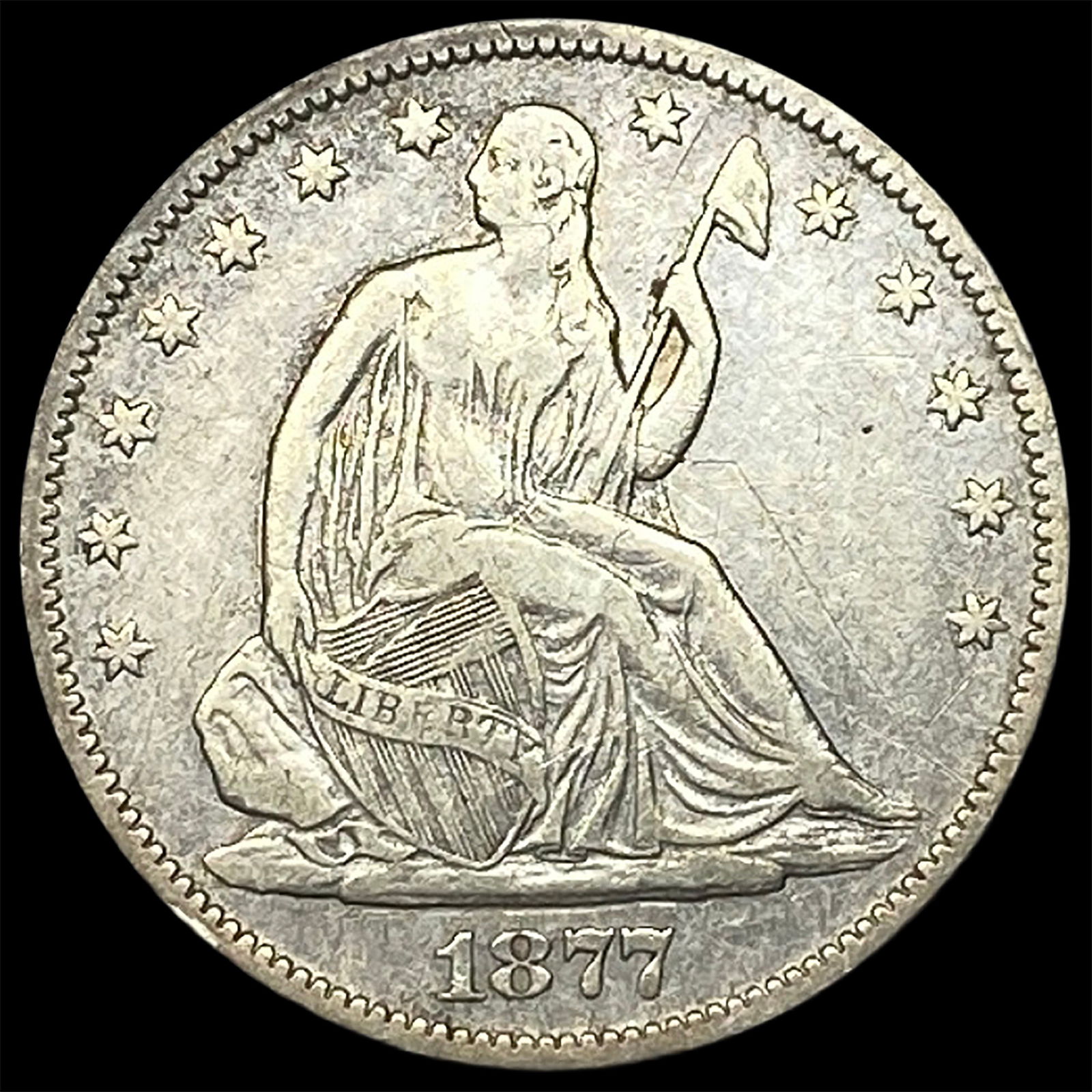 1877-S Silver Half Dollar ABOUT UNCIRCULATED: 1877-S Silver Half Dollar ABOUT UNCIRCULATED