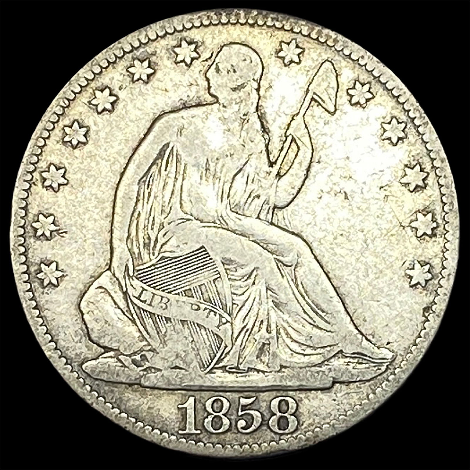 1858-O Silver Half Dollar LIGHTLY CIRCULATED: 1858-O Silver Half Dollar LIGHTLY CIRCULATED