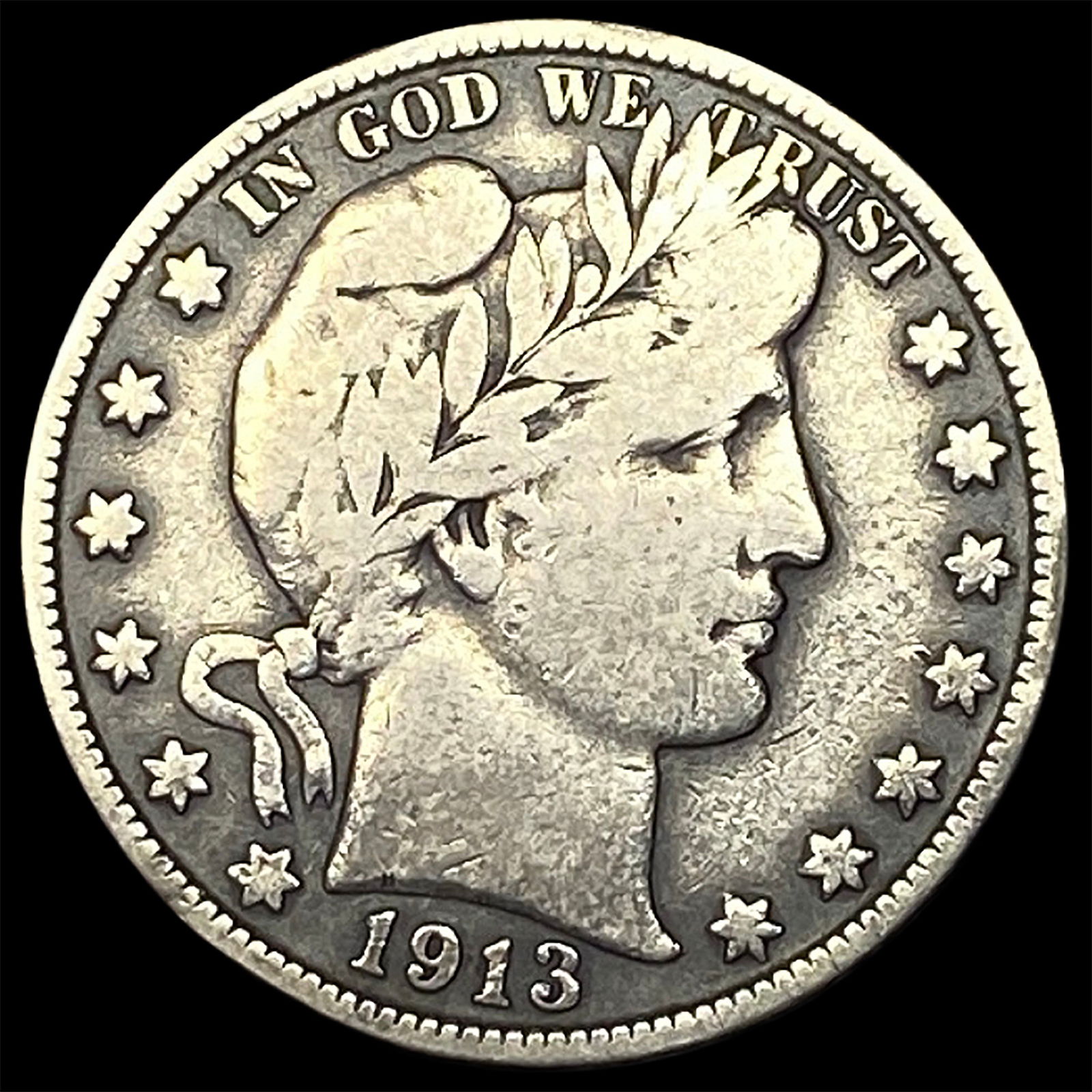 1913 Silver Barber Half Dollar NICELY CIRCULATED (1 of 2)
