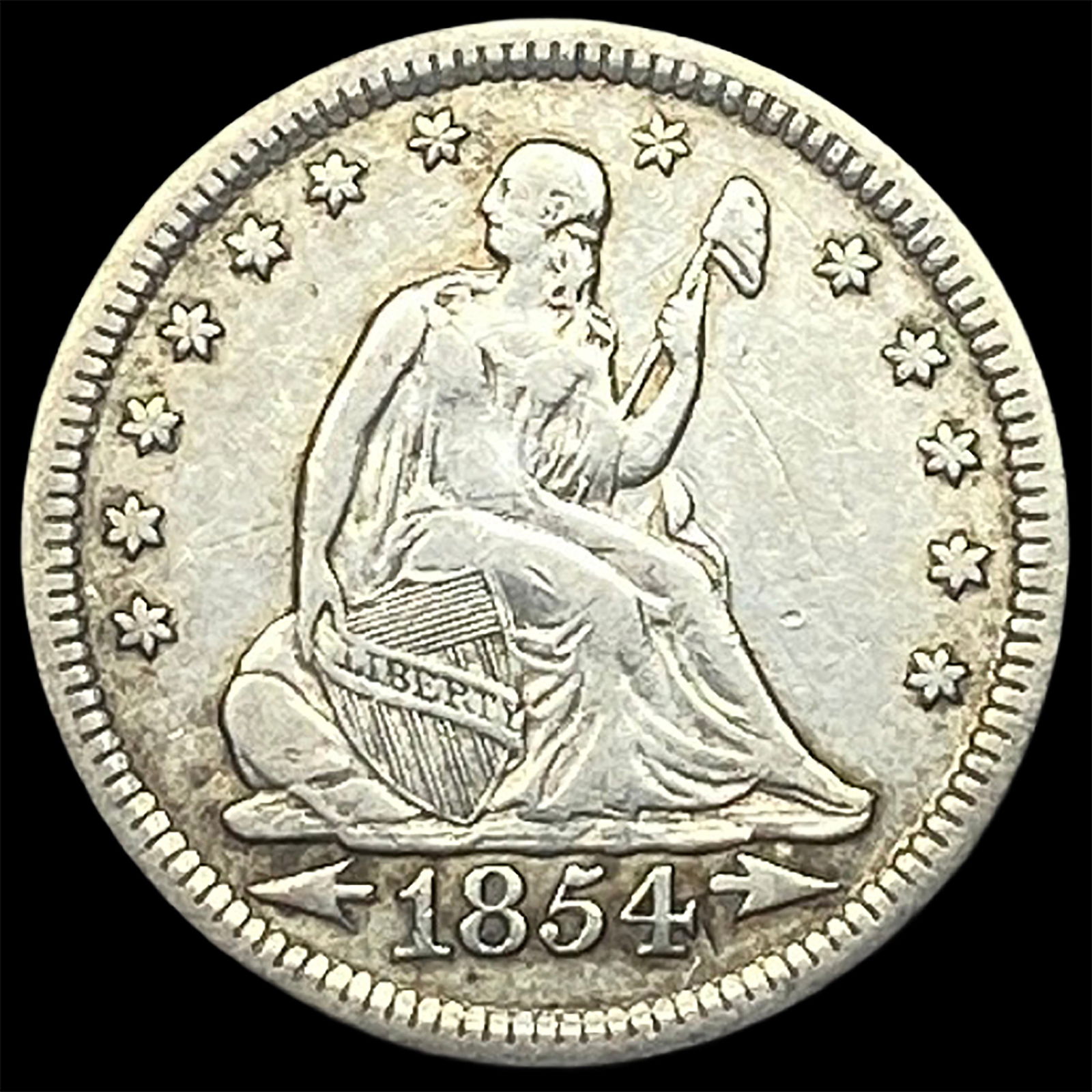 1854 Arrows Seated Liberty Quarter LIGHTLY CIRCULATED (1 of 2)
