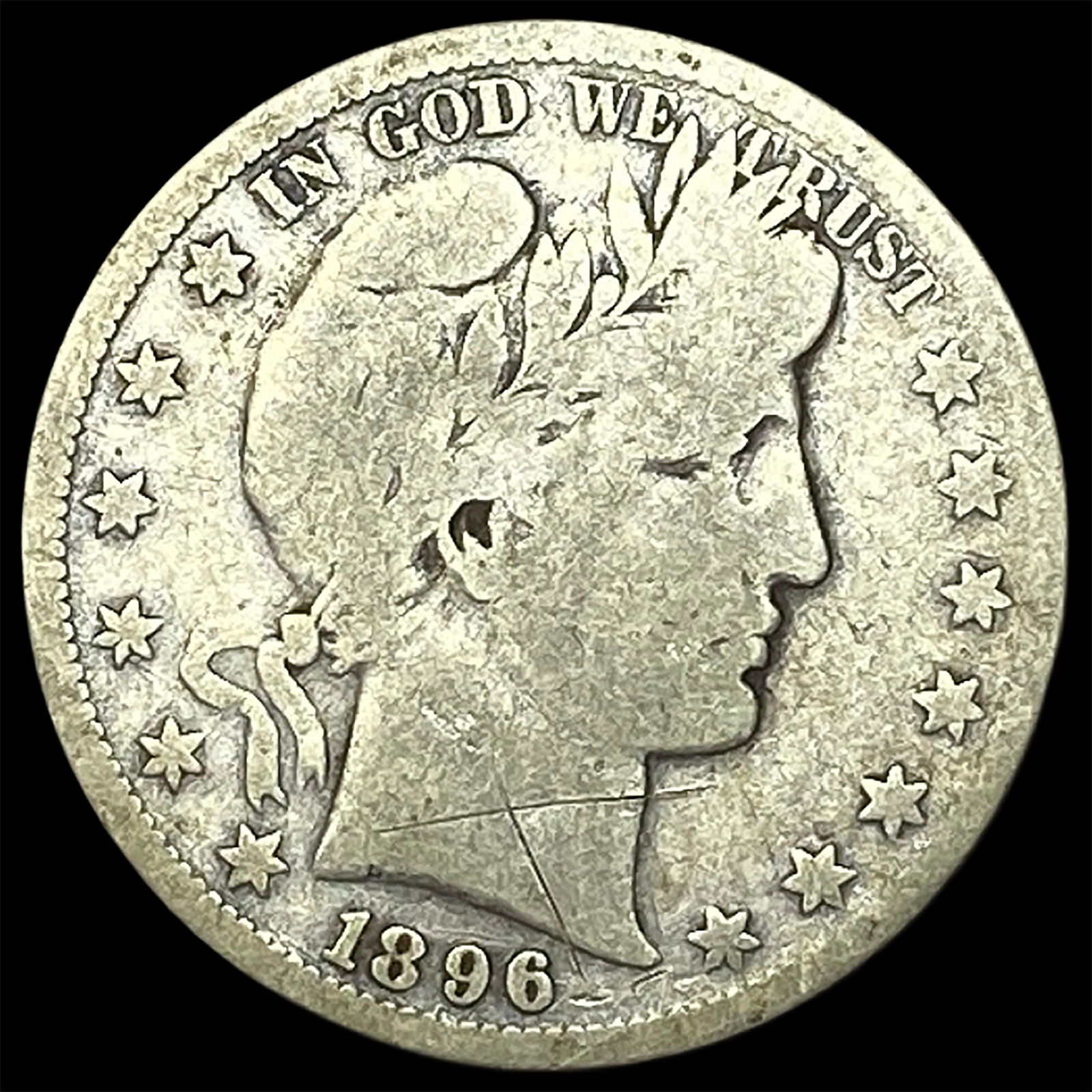 1896-S Silver Barber Half Dollar NICELY CIRCULATED (1 of 2)