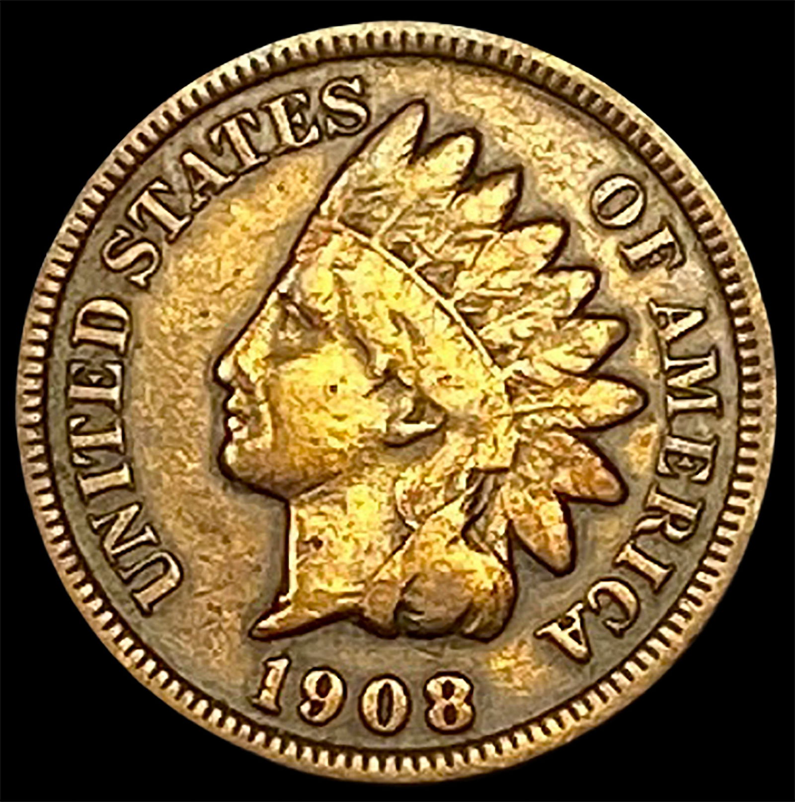 1908-S Indian Head Cent NEARLY UNCIRCULATED (1 of 2)