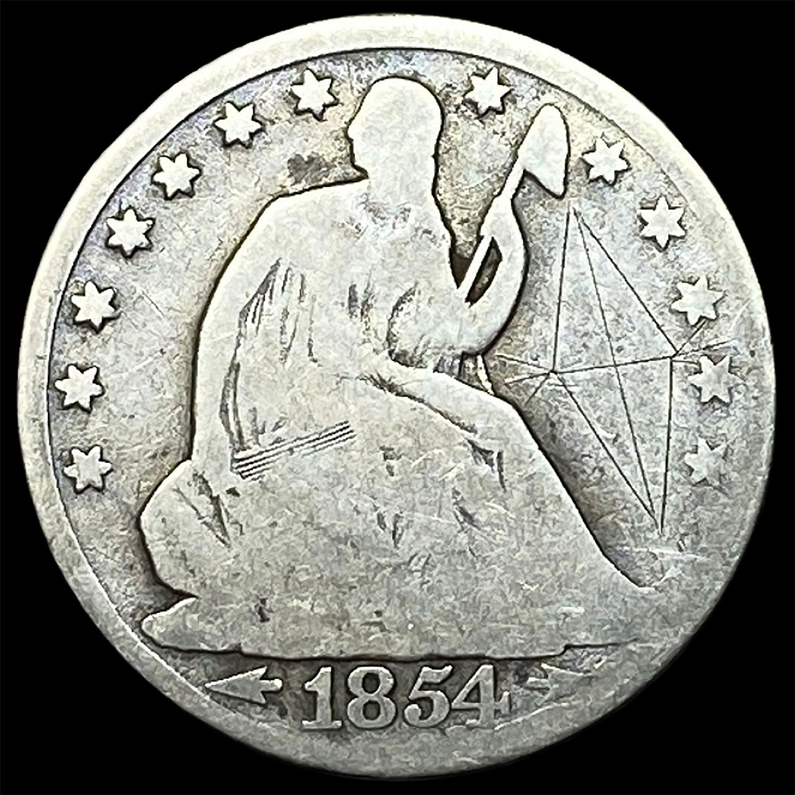 1854-O Silver Seated Liberty Half Dollar NICELY CIRCULATED: 1854-O Silver Seated Liberty Half Dollar NICELY CIRCULATED
