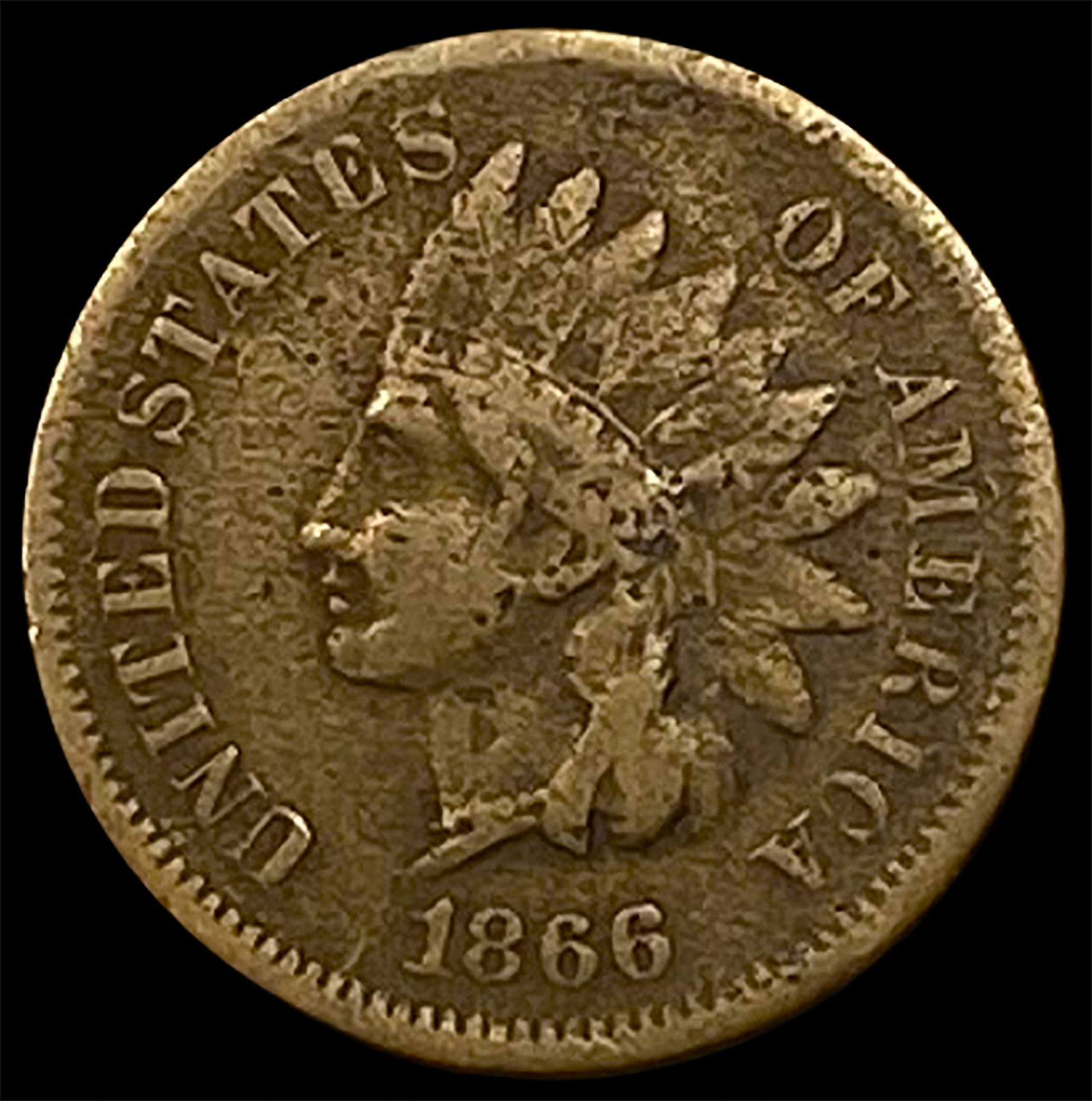 1866 Indian Head Cent NEARLY UNCIRCULATED (1 of 2)