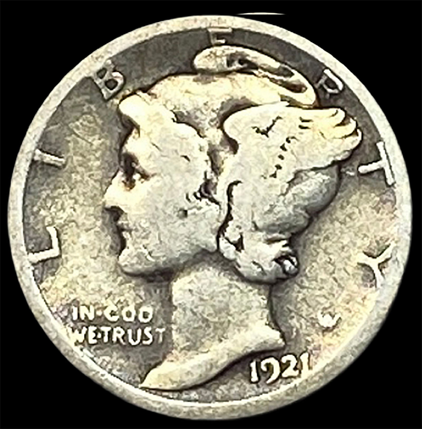 1921 Silver Mercury Dime NICELY CIRCULATED (1 of 2)