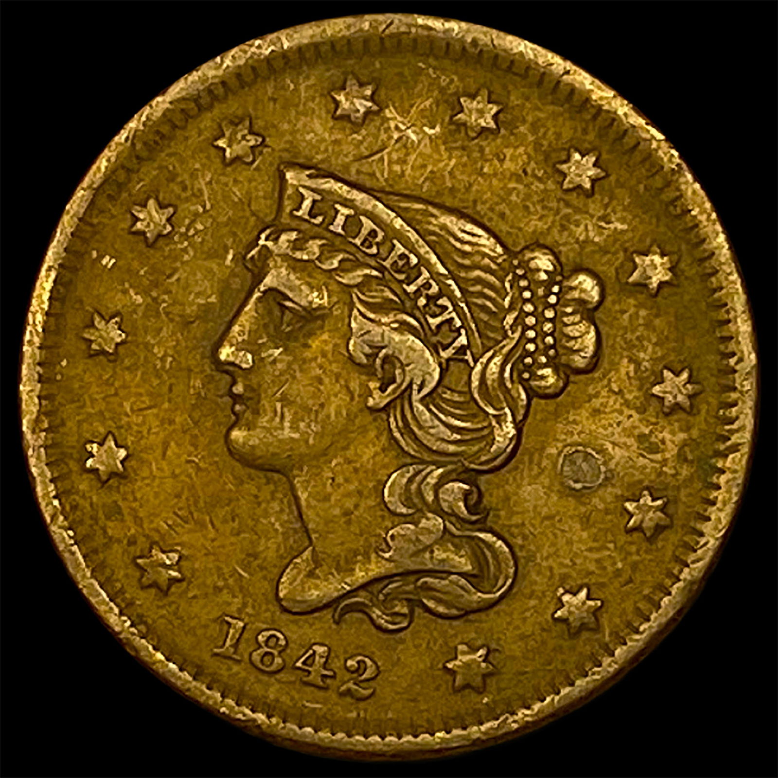 1842 Braided Hair Large Cent NEARLY UNCIRCULATED: 1842 Braided Hair Large Cent NEARLY UNCIRCULATED