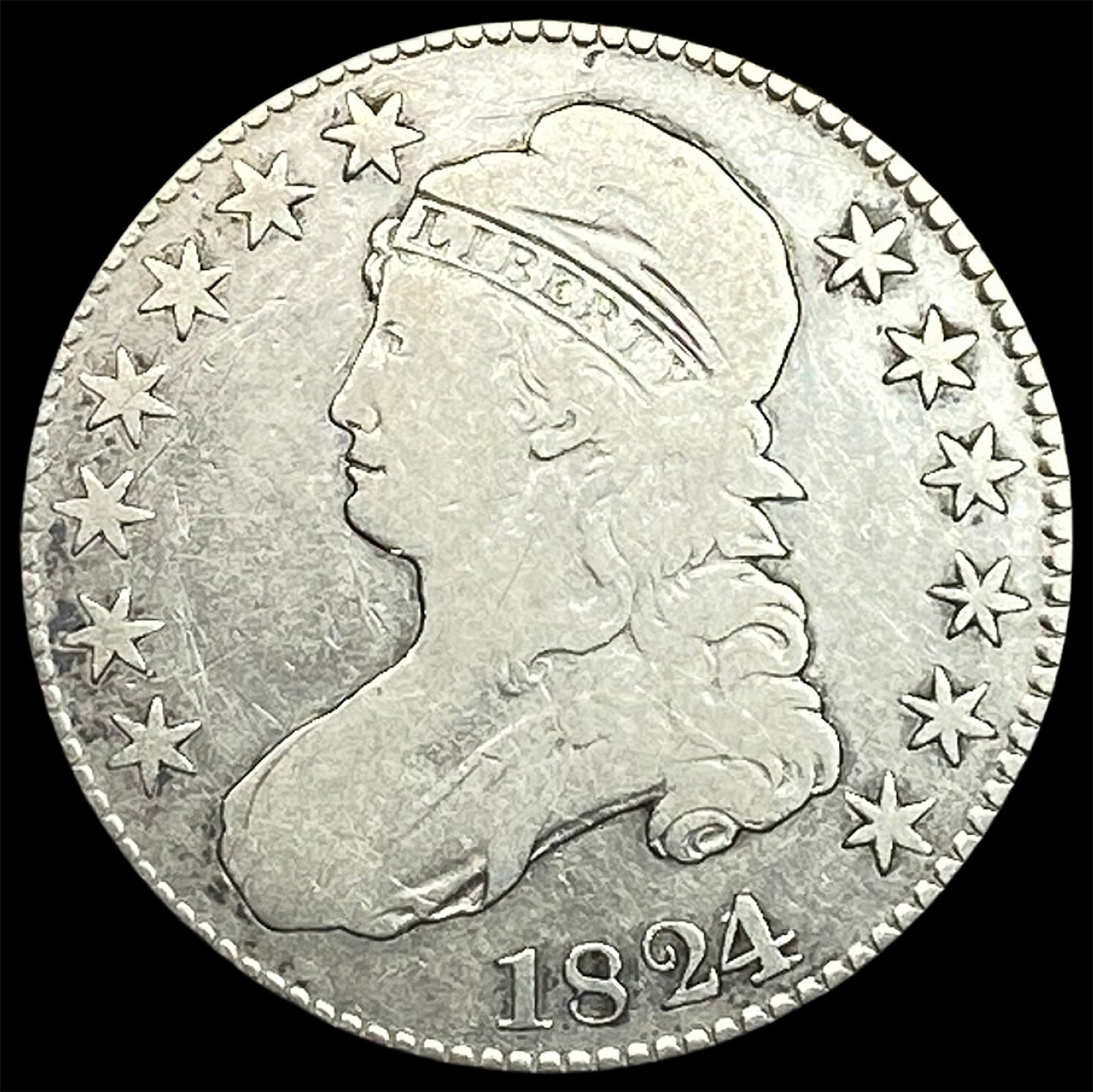 1824 Capped Bust Half Dollar NICELY CIRCULATED (1 of 2)