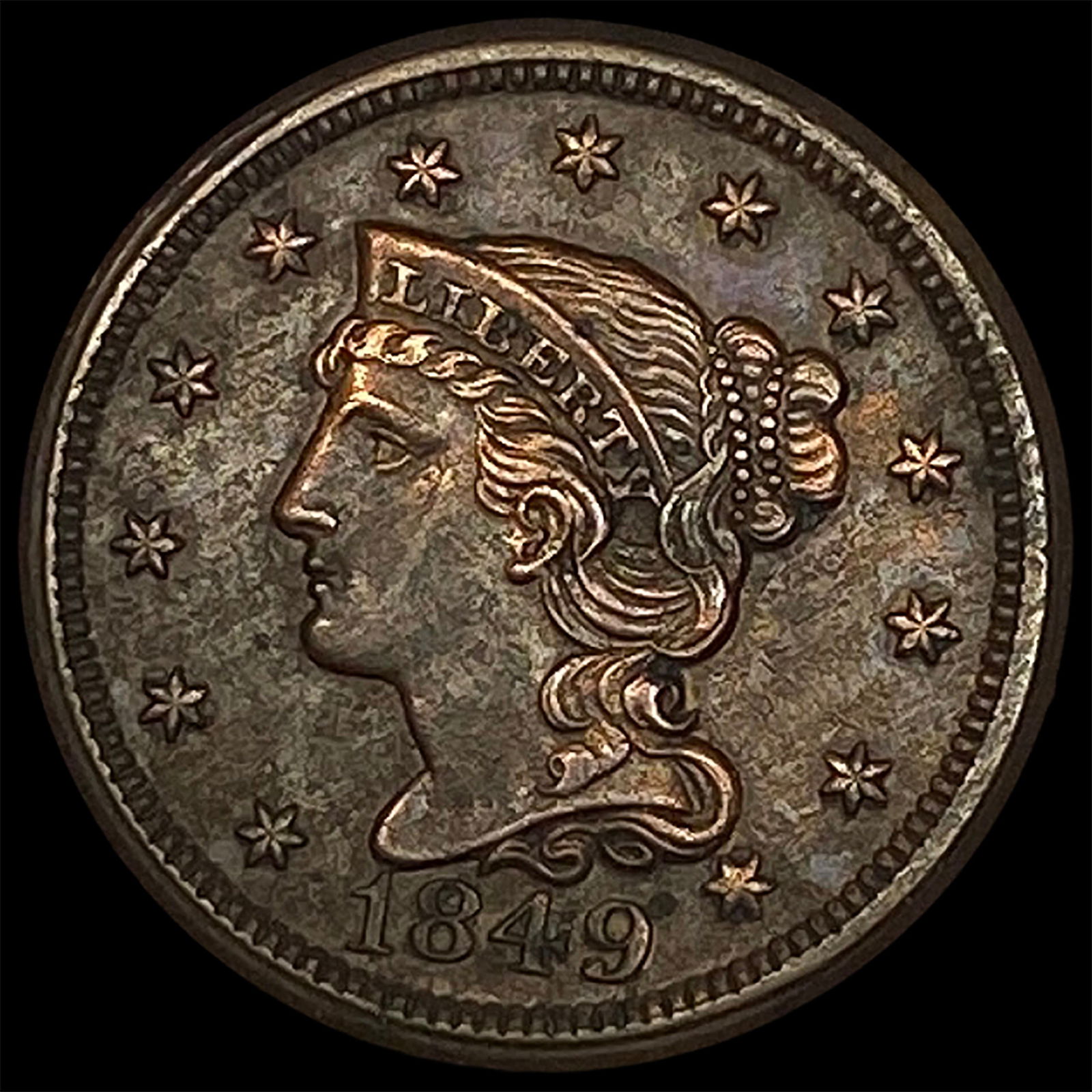 1849 Braided Hair Large Cent CHOICE AU (1 of 2)