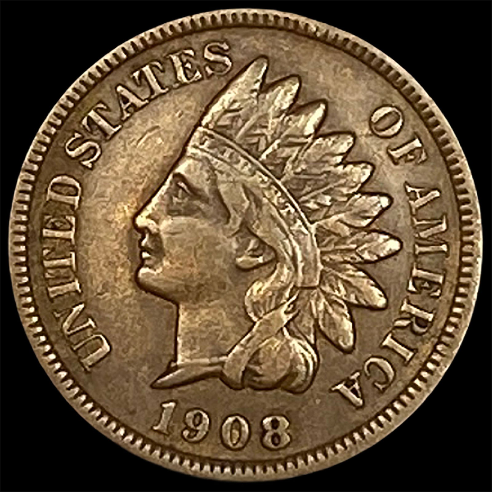 1908-S Indian Head Cent ABOUT UNCIRCULATED (1 of 2)
