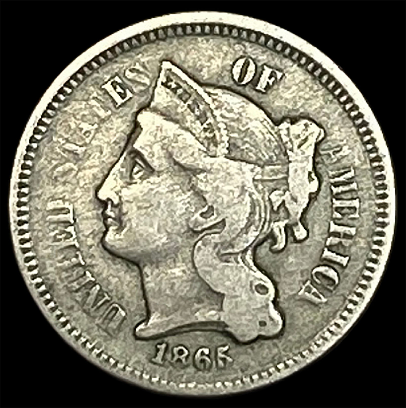 1865 Nickel Three-Cent Piece NICELY CIRCULATED (1 of 2)