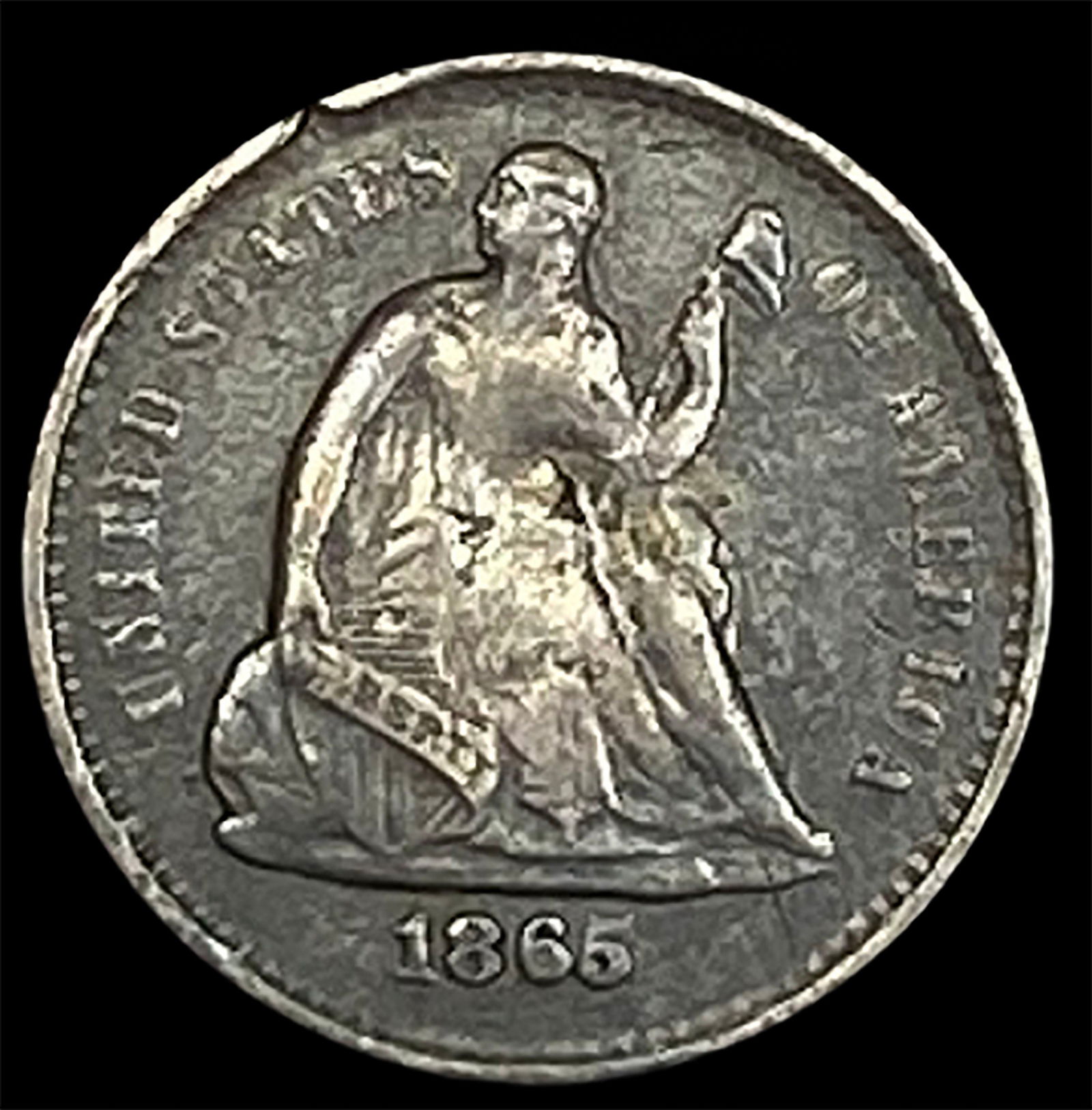 1865-S Silver Seated Liberty Half Dime HIGH GRADE (1 of 2)