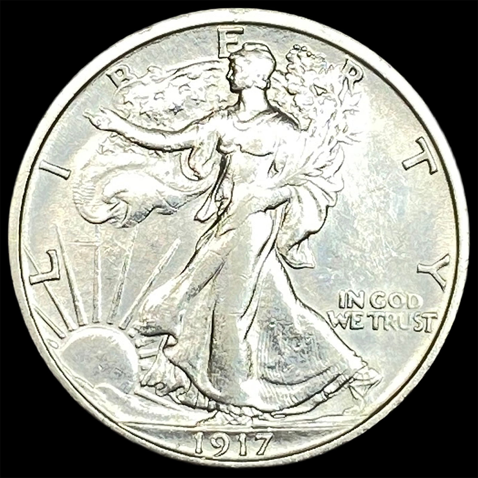 1917-S Silver Walking Liberty Half Dollar CLOSELY UNCIRCULATED: 1917-S Silver Walking Liberty Half Dollar CLOSELY UNCIRCULATED