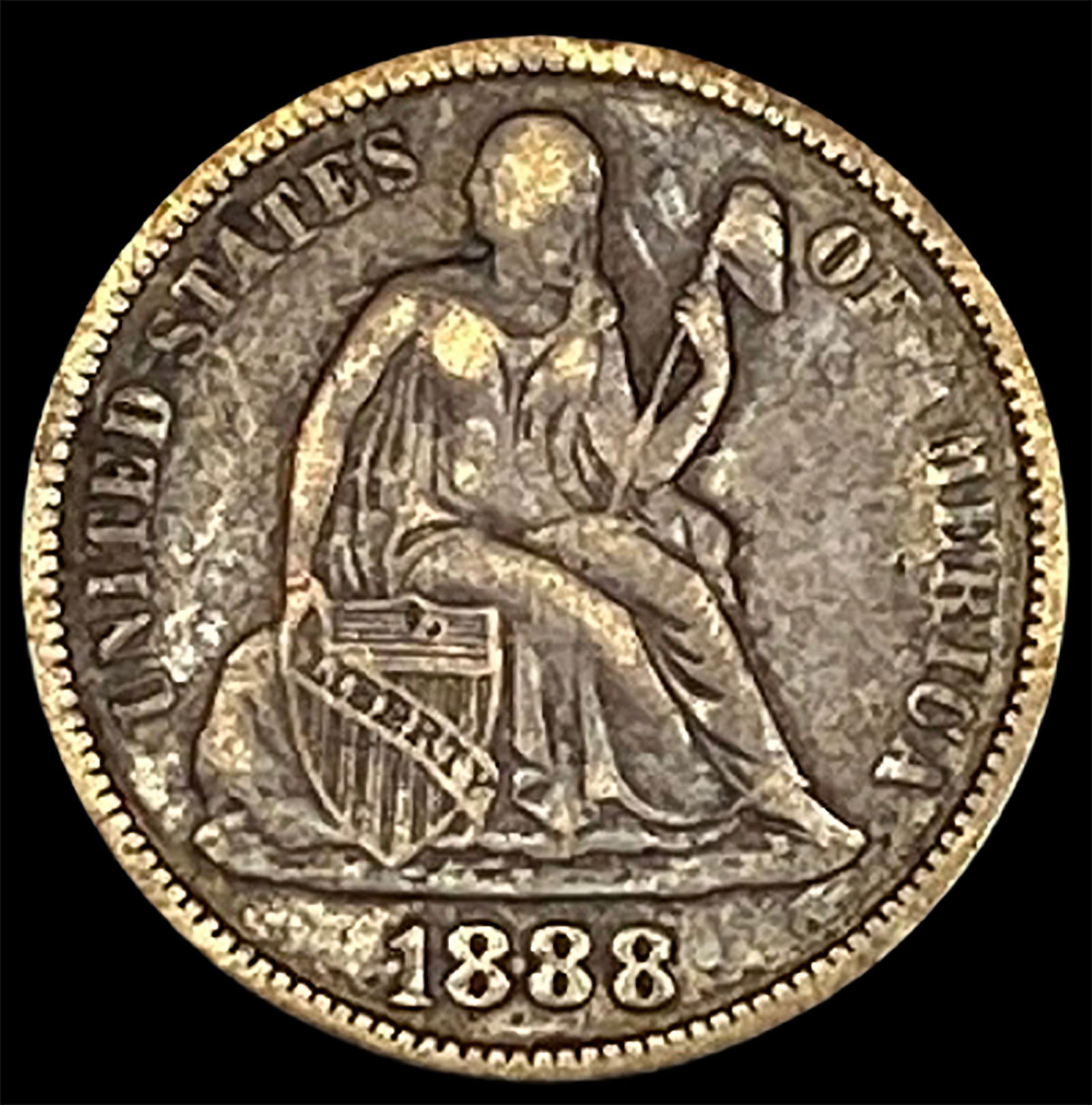 1888 Seated Liberty Dime NEARLY UNCIRCULATED: 1888 Seated Liberty Dime NEARLY UNCIRCULATED