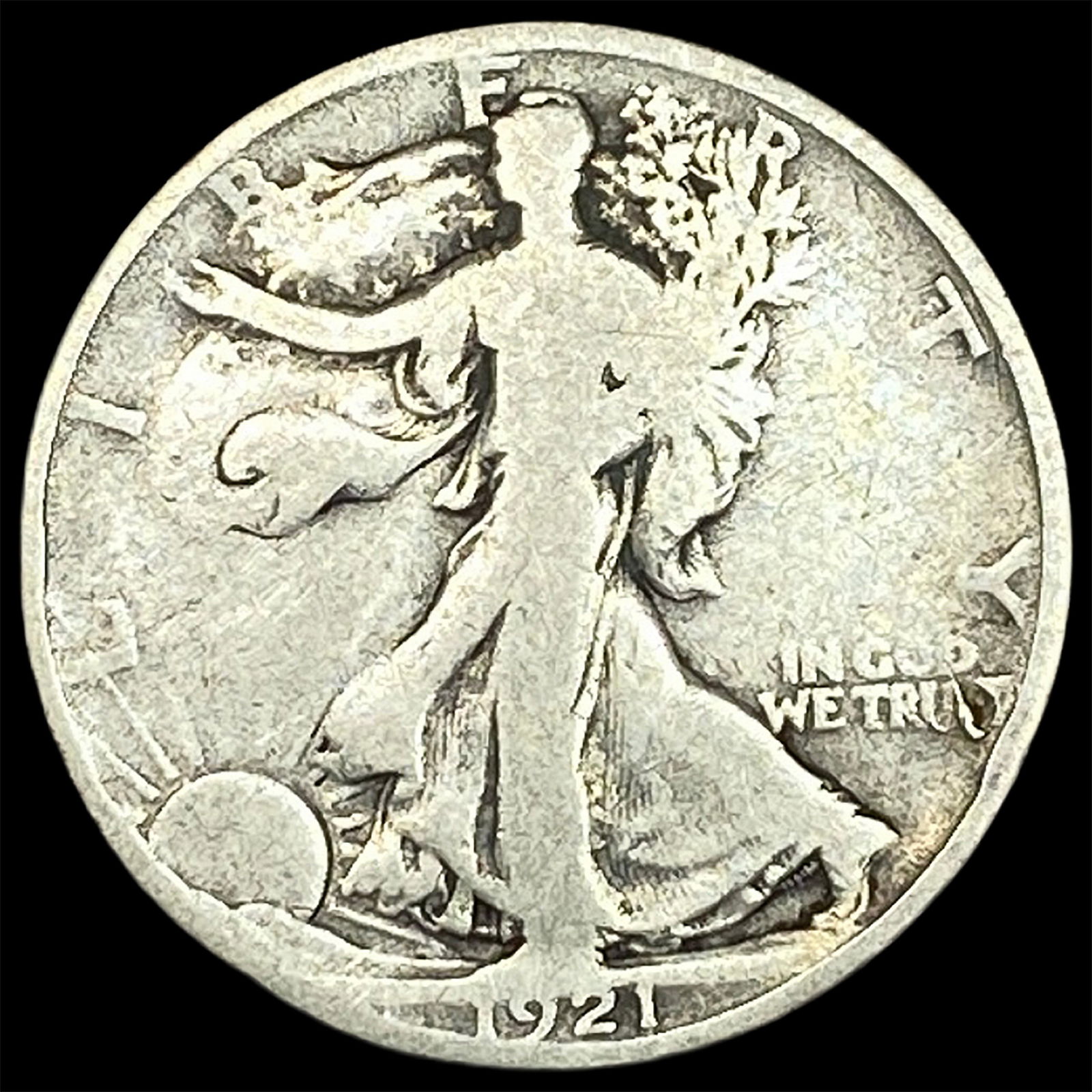 1921-D Silver Walking Liberty Half Dollar NICELY CIRCULATED: 1921-D Silver Walking Liberty Half Dollar NICELY CIRCULATED