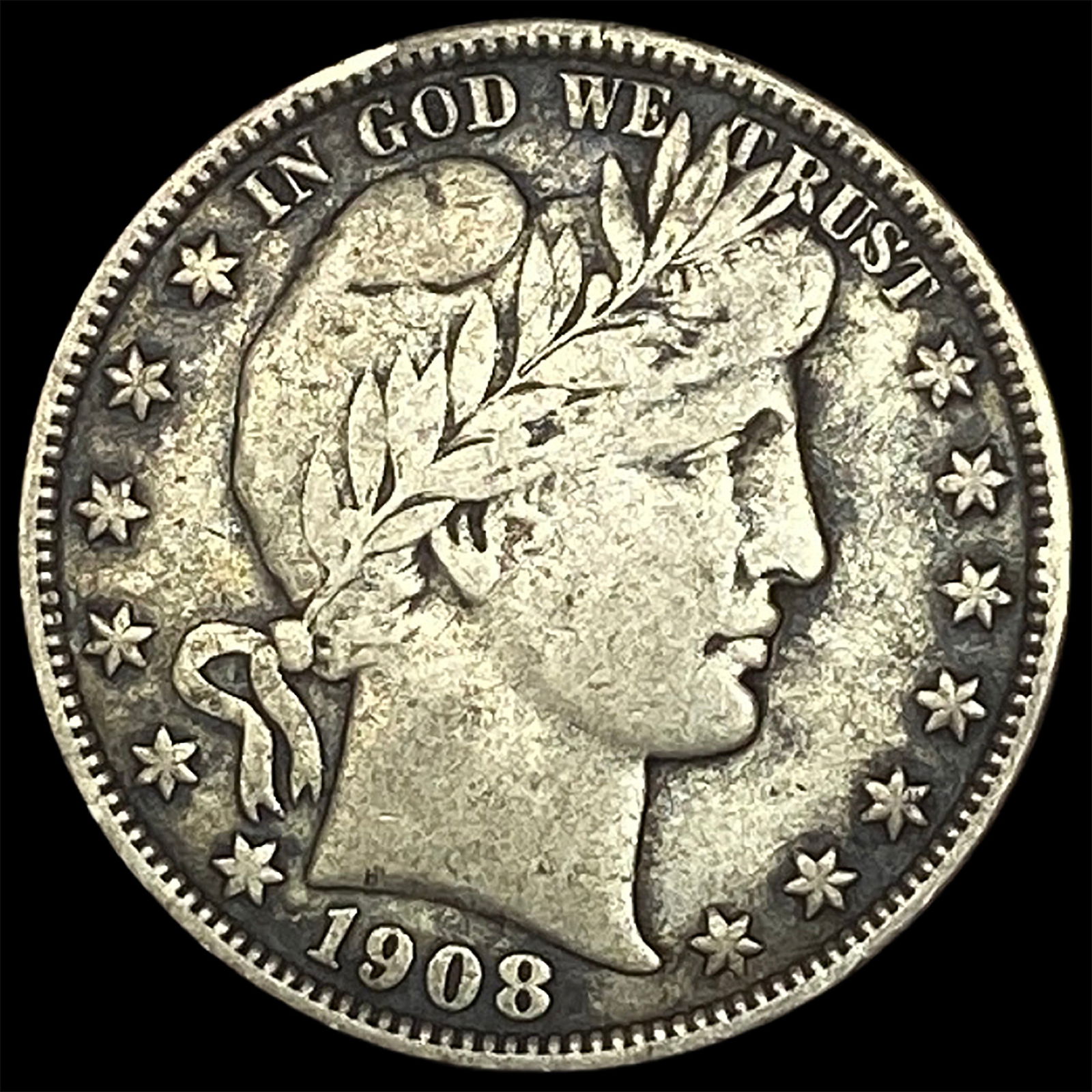 1908-O Silver Barber Half Dollar LIGHTLY CIRCULATED (1 of 2)
