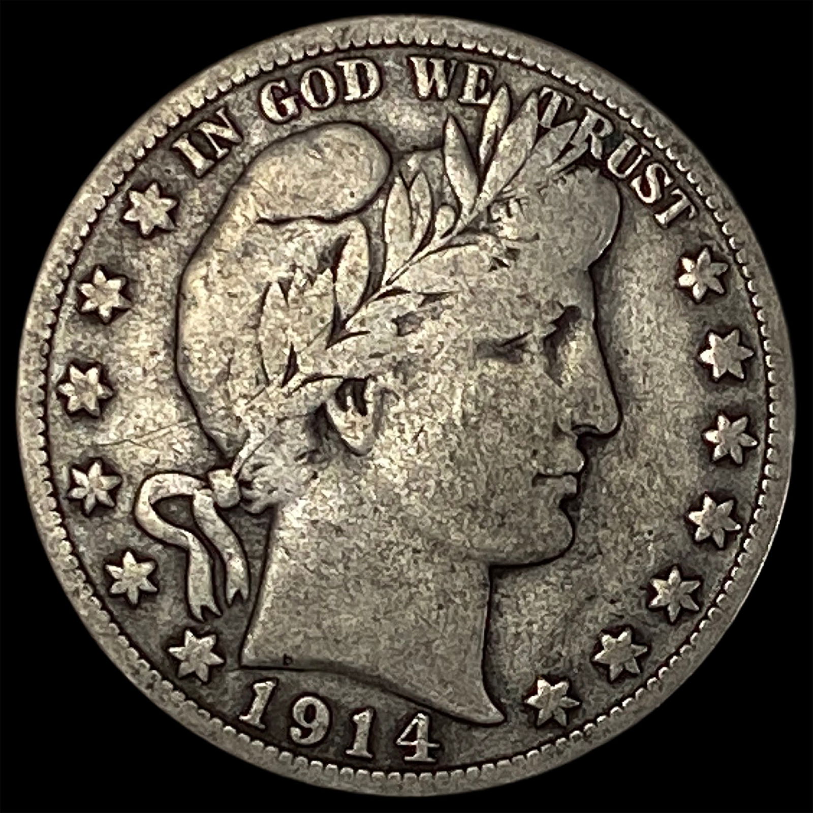 1914-S Silver Barber Half Dollar NICELY CIRCULATED (1 of 2)