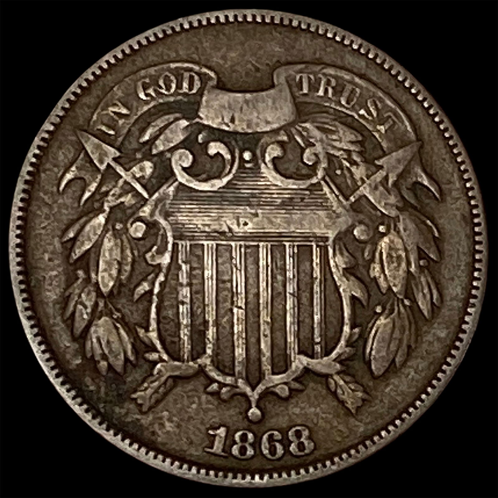 1868 Copper Two Cent Piece LIGHTLY CIRCULATED (1 of 2)