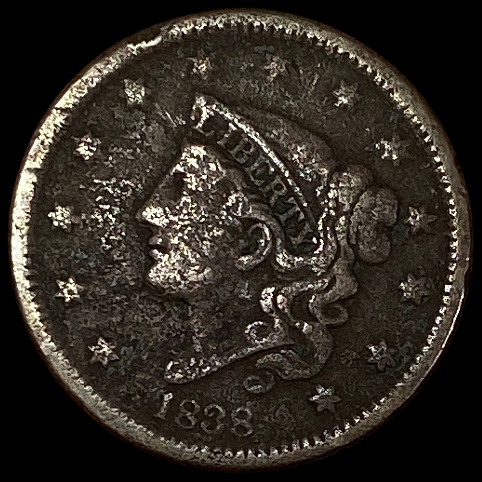 1838 Coronet Head Large Cent HIGH GRADE (1 of 2)