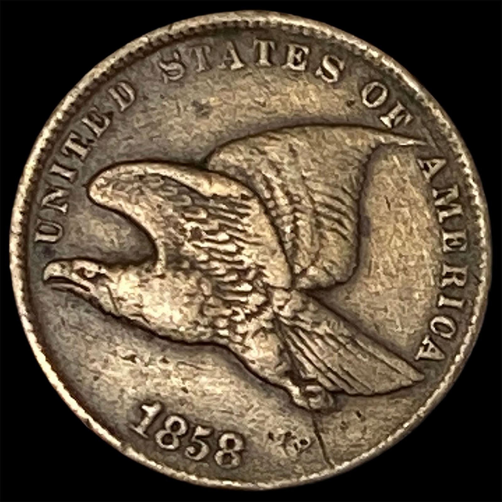 1858 Copper-Nickel Flying Eagle Cent ABOUT UNCIRCULATED (1 of 2)