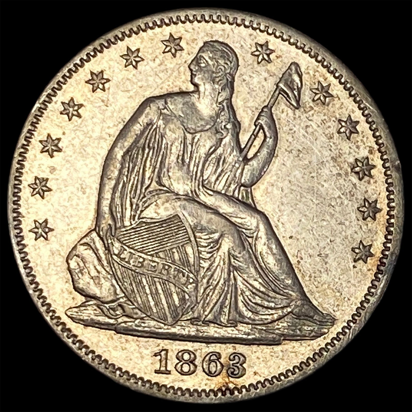 1863 Seated Liberty Half Dollar CLOSELY UNCIRCULATED (1 of 2)