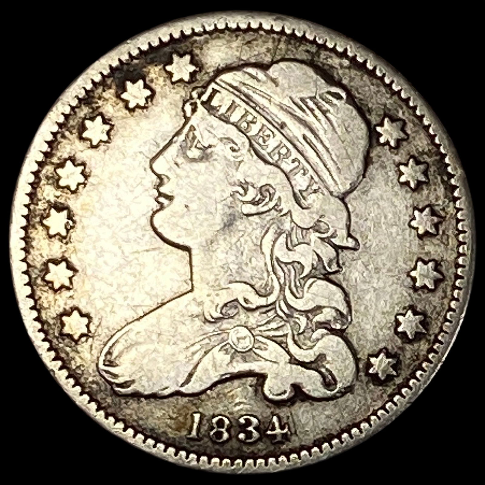 1834 Capped Bust Silver Quarter ABOUT UNCIRCULATED (1 of 2)